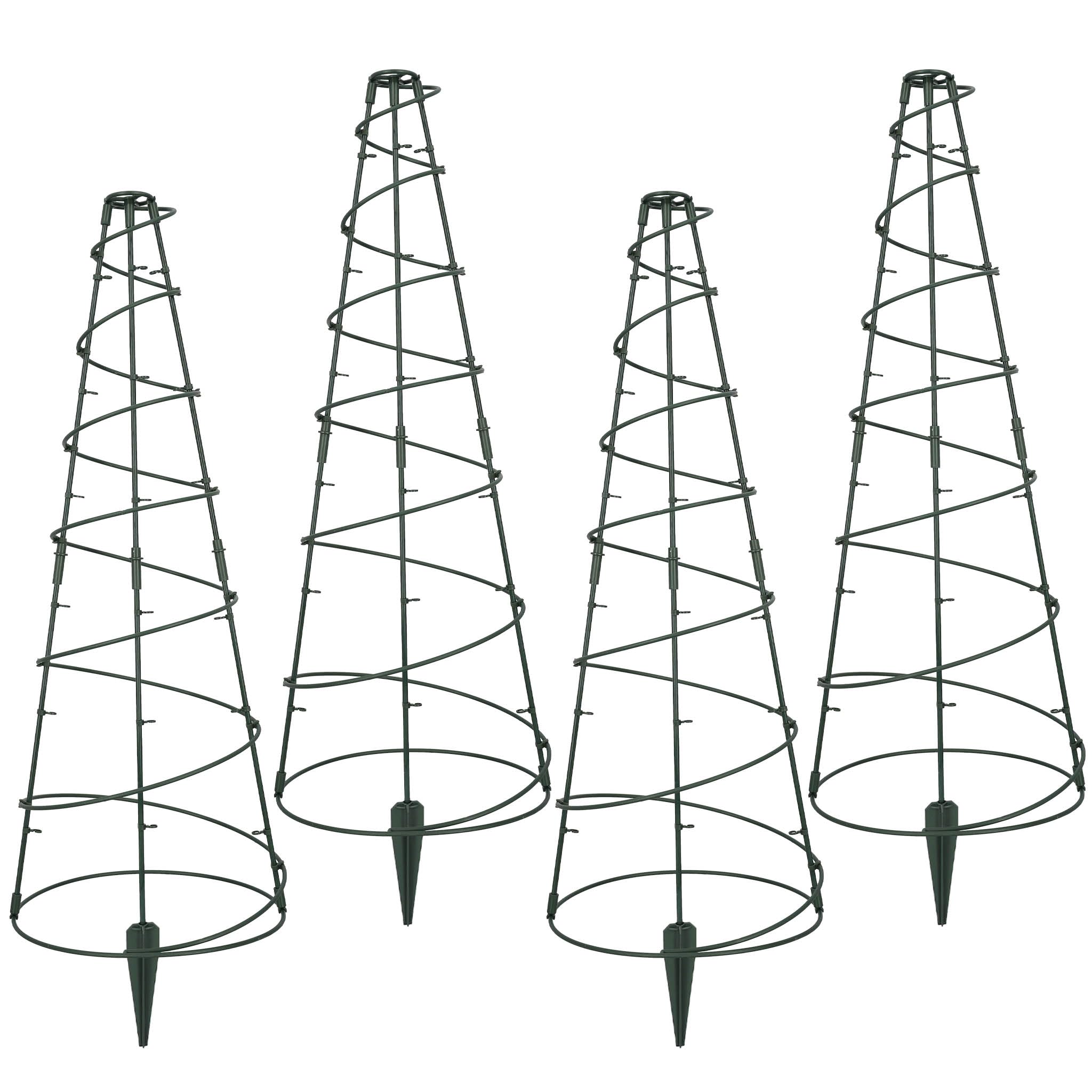 KOTARBAU® Traliccio per Rampicanti da Esterno, Tutori Pomodori Ø 35 cm, PVC | 4 Pezzi, Supporto Piante Rampicanti, Tutore per Piante, Griglia per Piante Rampicanti, Conico, Altezza 90 cm, Verde