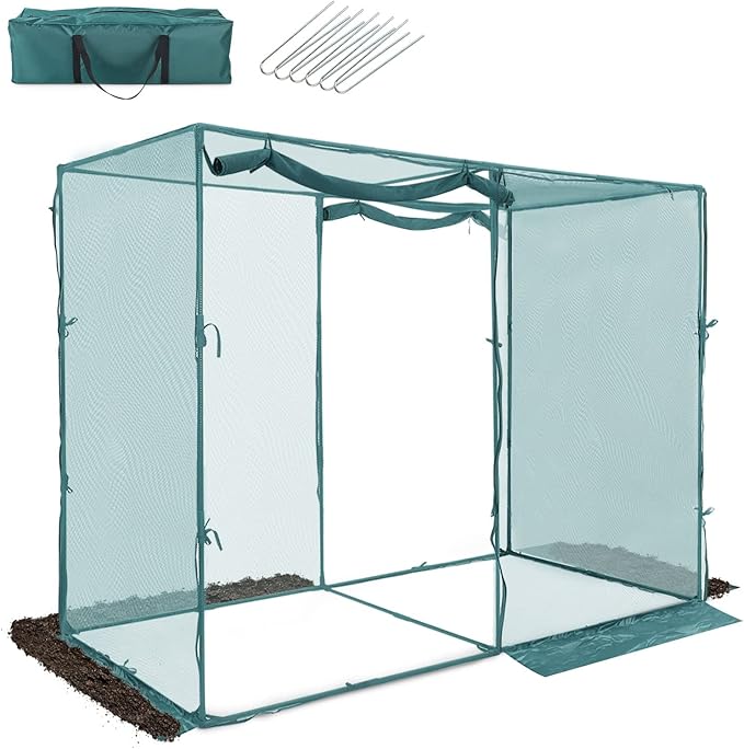 GROWNEER 4 x 8 Feet Crop Cage Plant Protection Tent with 6 Ground Staples, Storage Bag, Steel