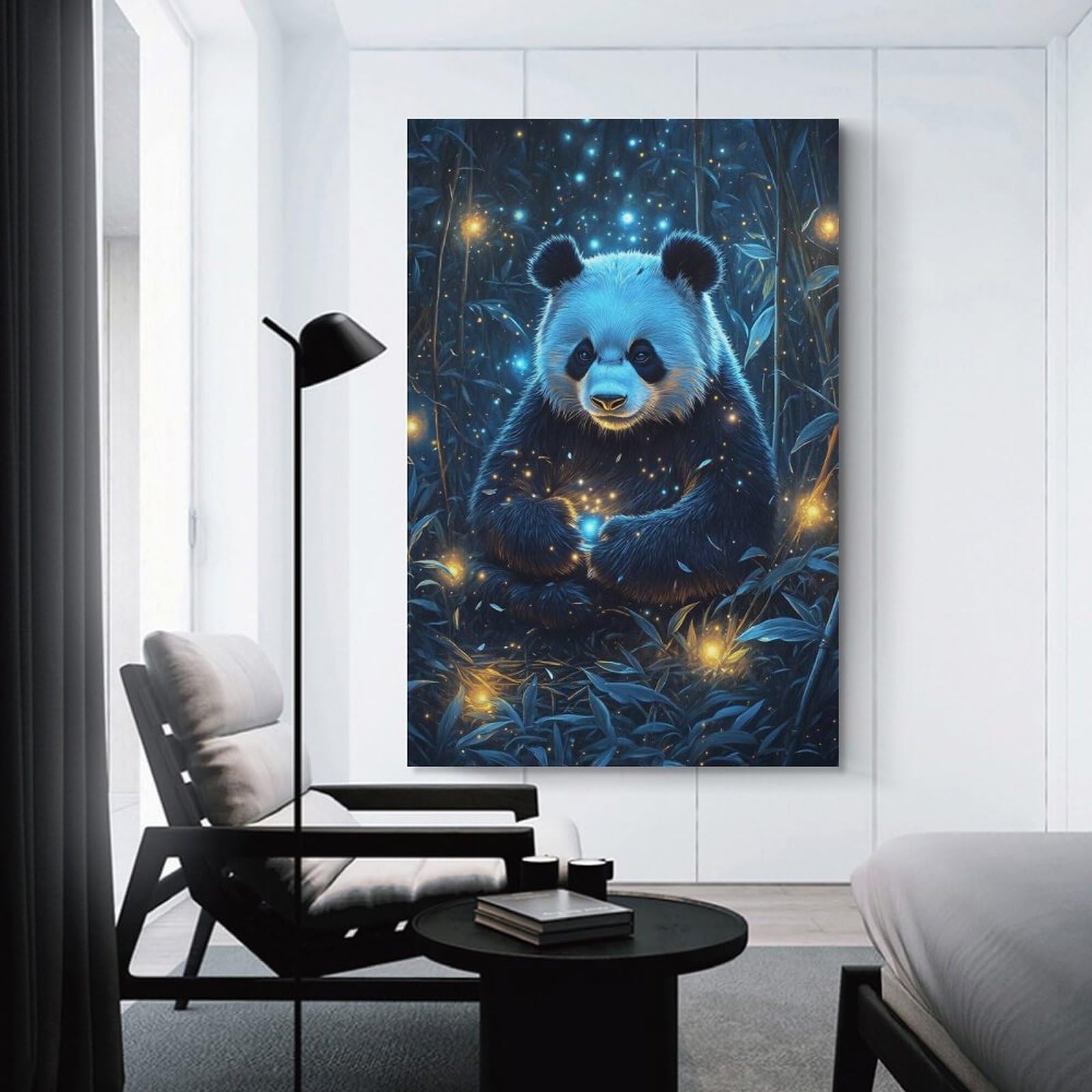 Junmoney Unframe-Style-18 Panda In Magical Bamboo Forest Decorative Canvas Print, 24X36inch(60X90cm), For Living Room, Bedroom Or Home Office, Canvas Artwork With Gifting Potential