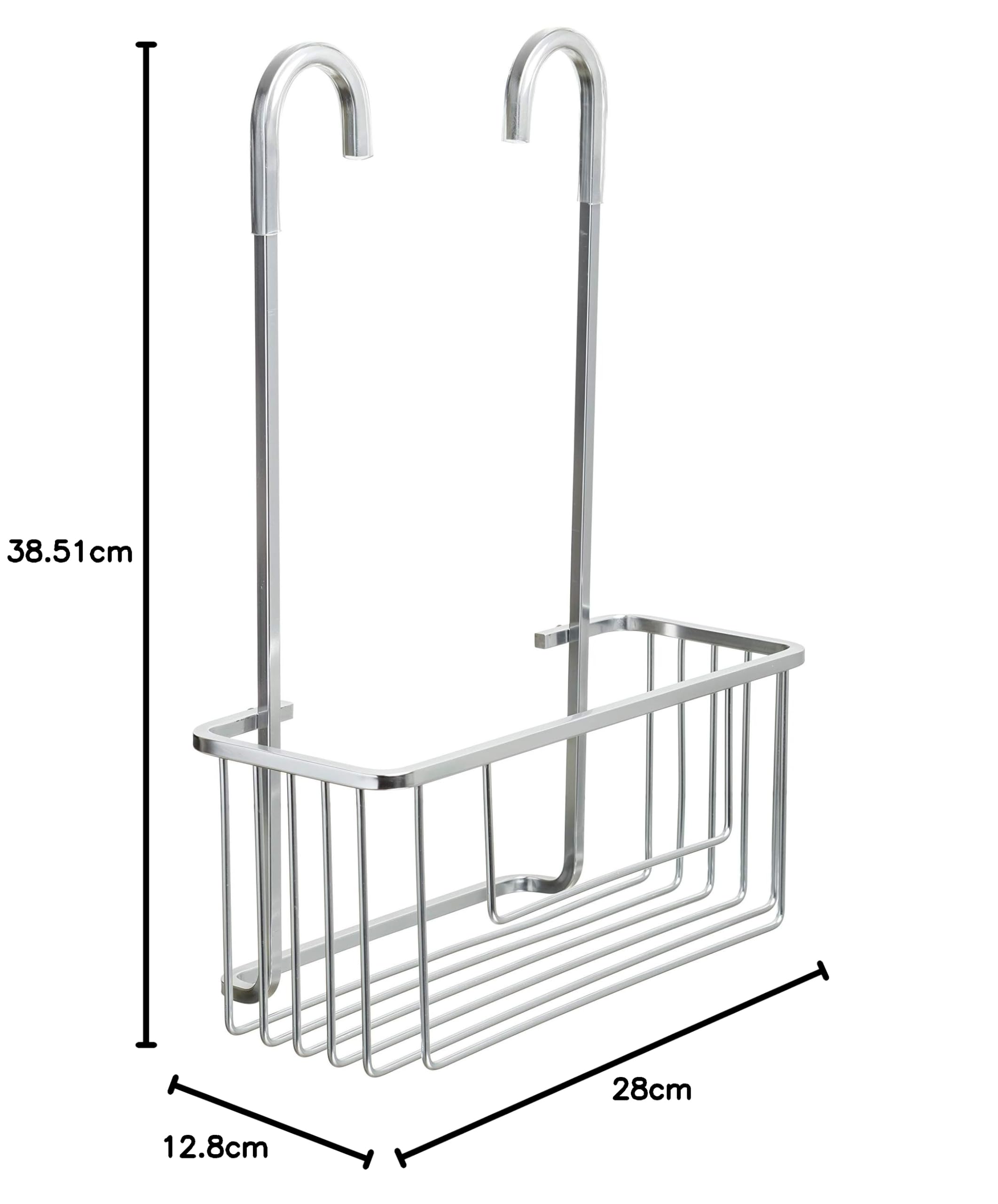 Tatay Colgador Ducha Aluminio | Resiste Humedad y Corrosión | Soporta 8 kg | Fácil Montaje Sin Taladro | Diseño Moderno | Cesta Ducha Colgar con Drenaje Eficiente | 28 x 12,8 x 38,5cm - Aluminio