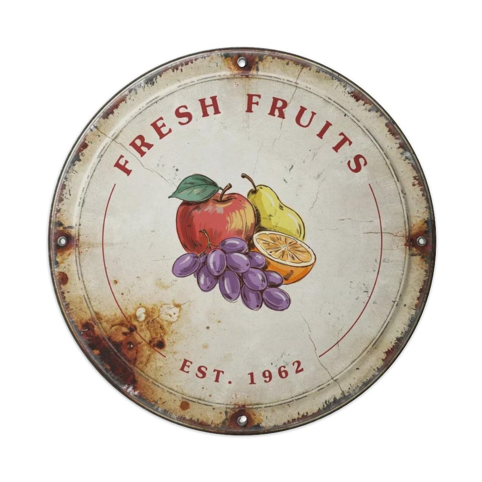 Kitchen-Fruit-Tin Metal Tin Sign Plaque