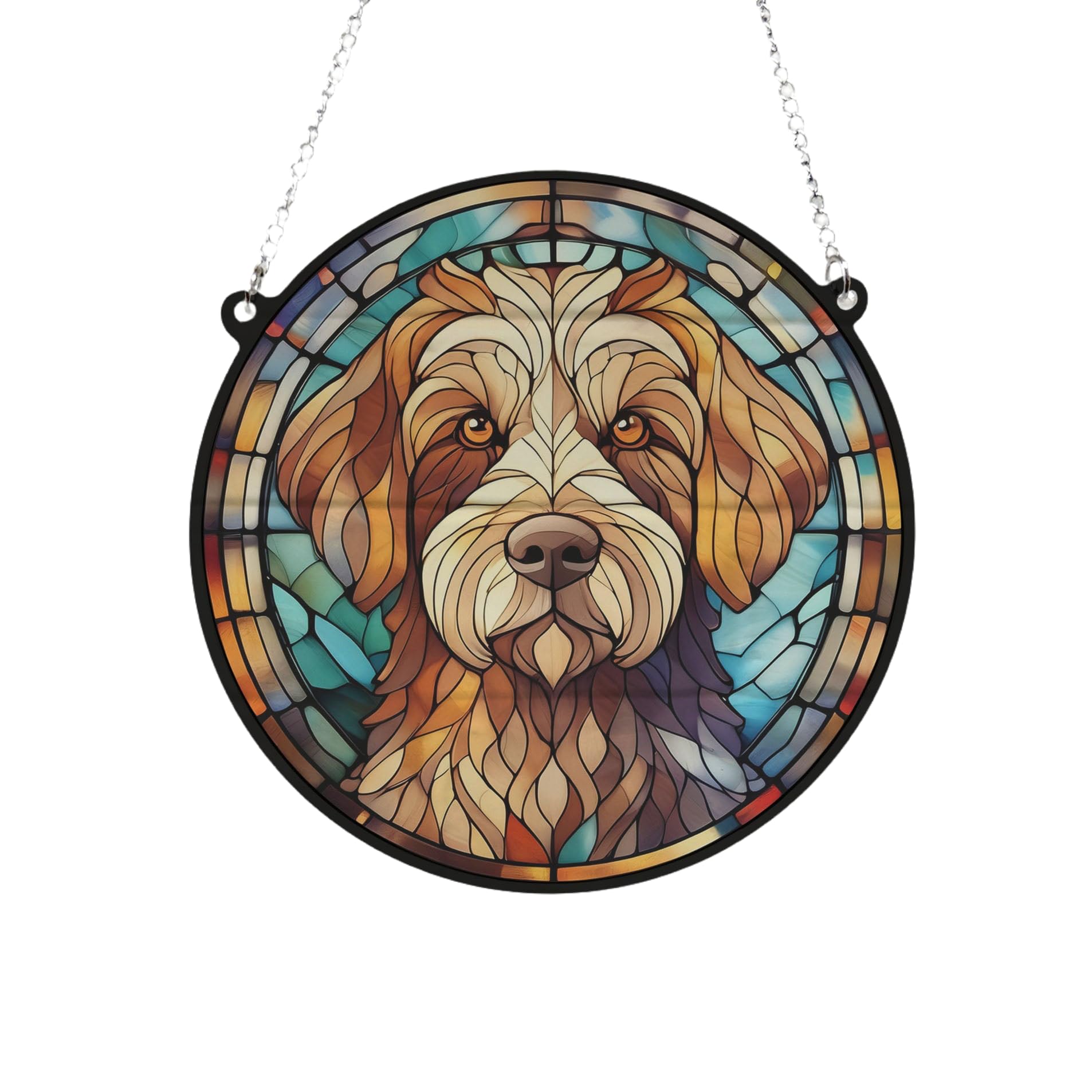 Labradoodle Stained Glass Effect Suncatcher Gift for Dog Lovers - 19cm