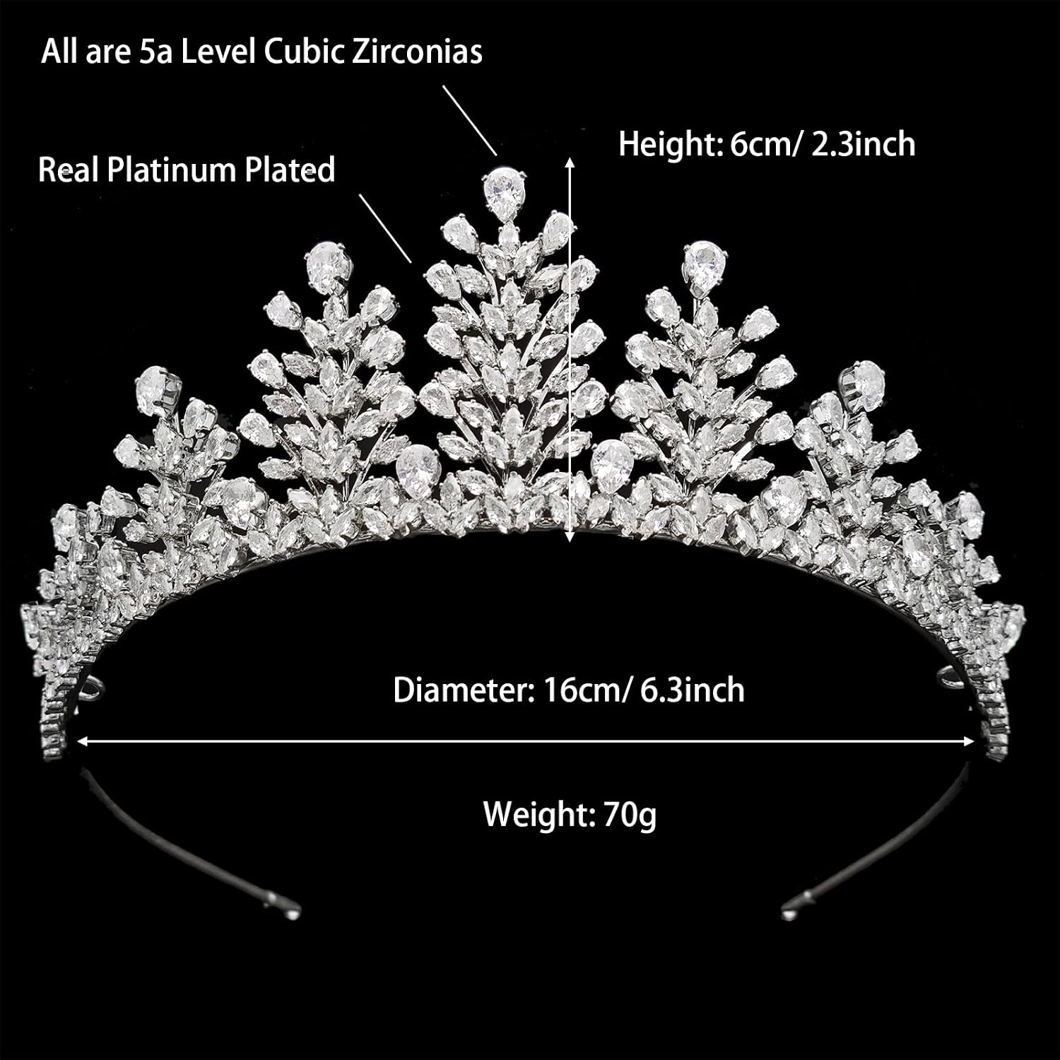 QXMYOO Silver Gold Wedding Tiaras for Bride 5A Cubic Zirconia Small Queen Crowns for Women Pageant Prom Headpiece Sweet 16 Quinceanera Hair Accessories