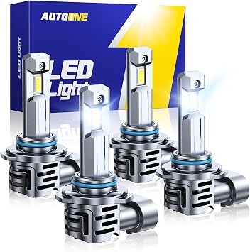 AUTOONE 9005 9006 LED Light Bulbs Combo, 80000LM 900% Ultra Bright, 6000K Cool White 11 Mini Halogen Size HB3 & HB4 Accessory Fog Light, 70000HRS+ Lifespan, Non-polarity Plug and Play, Pack of 4