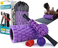 Vista 8 de Juego de rodillos de espuma 5 en 1 para masaje muscular de tejido profundo, rodillo de ejercicio de fitness de punto de activación, pelota