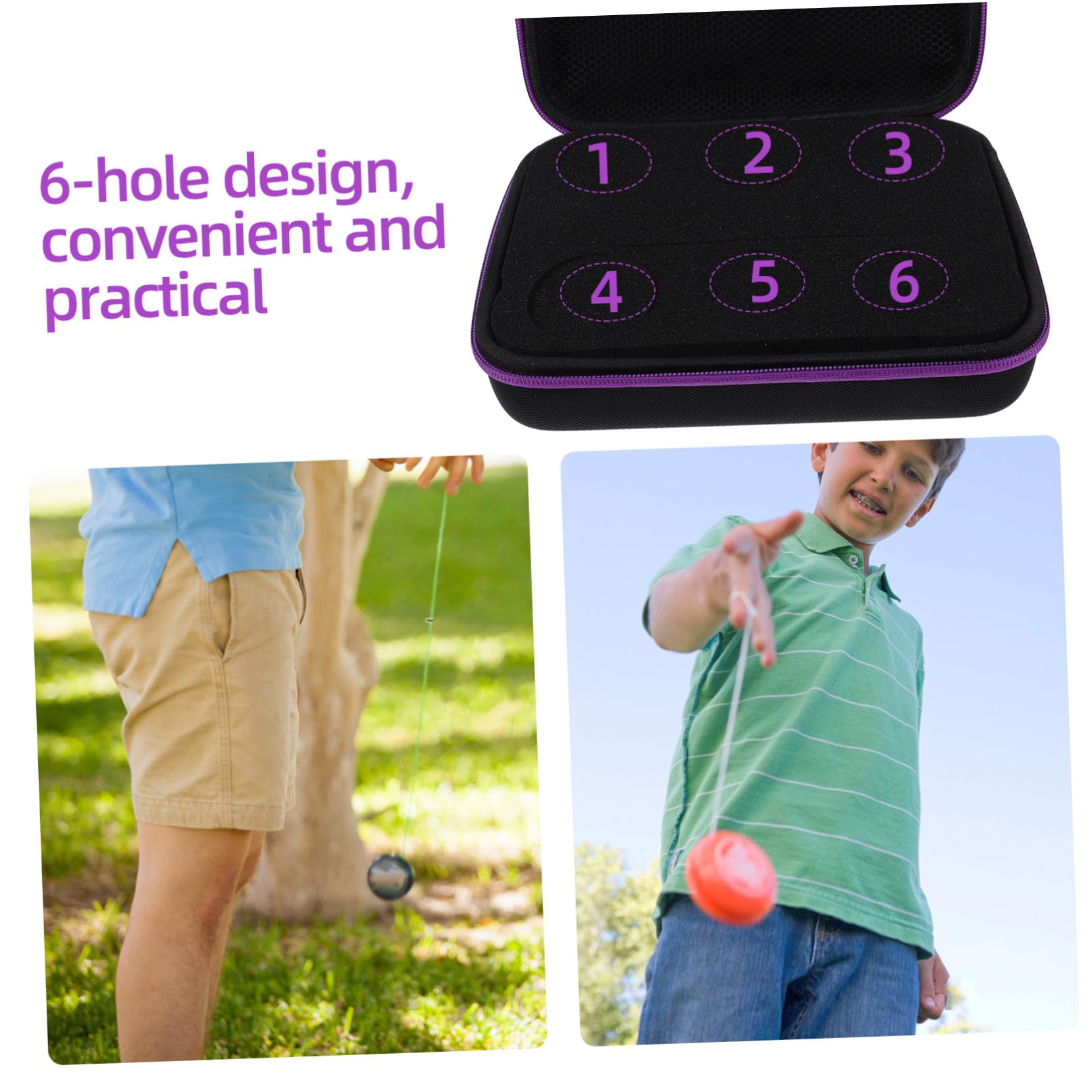 ERINGOGO Custodia Portatile per Yoyo 6 Fori Scatola Portaoggetti Leggera e Resistente per Yoyo Pratica per Viaggi Casa e attività All'aperto