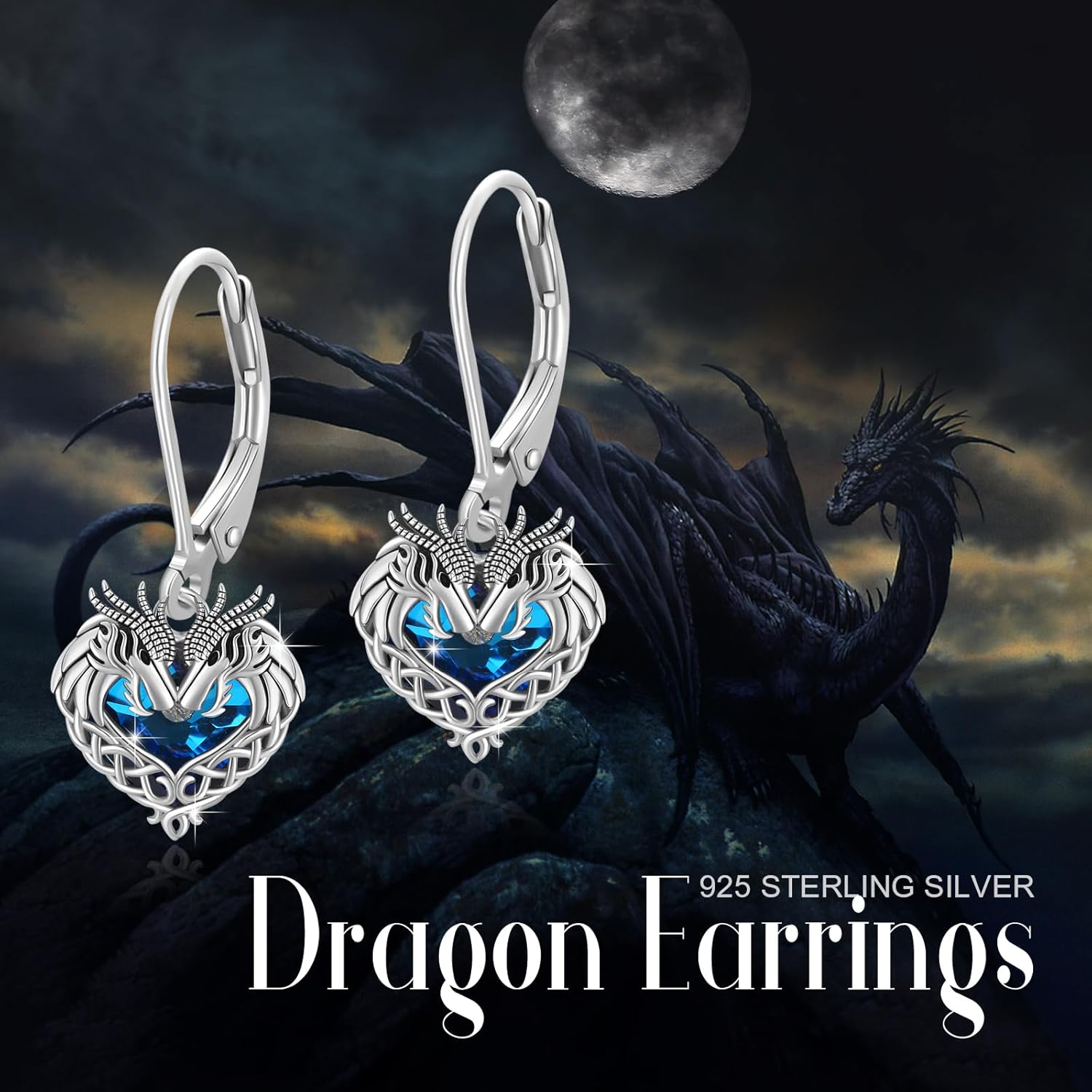 Horse/Dragon/Wolf Earrings for Women 925 Sterling Silver Celtic Knot Horse/Dragon/Wolf Earrings with Crystal Animal Jewelry Gifts for Women Girls - Image 6