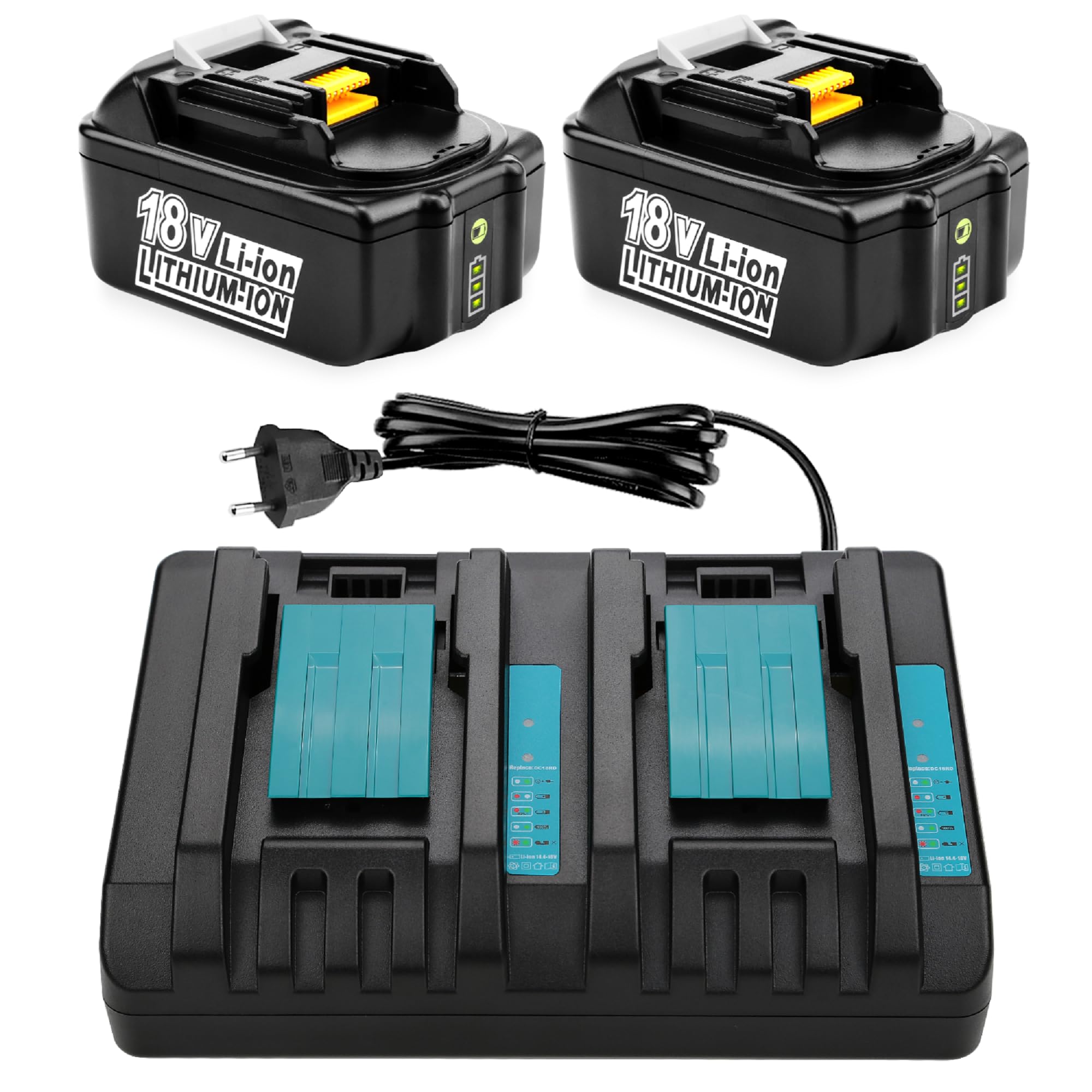 Energup 2X 18V 5500mAh Batería con Cargador DC18RD para Makita Batería 18V BL1860 BL1850 BL1850B BL1840 BL1830 BL1820 LXT400