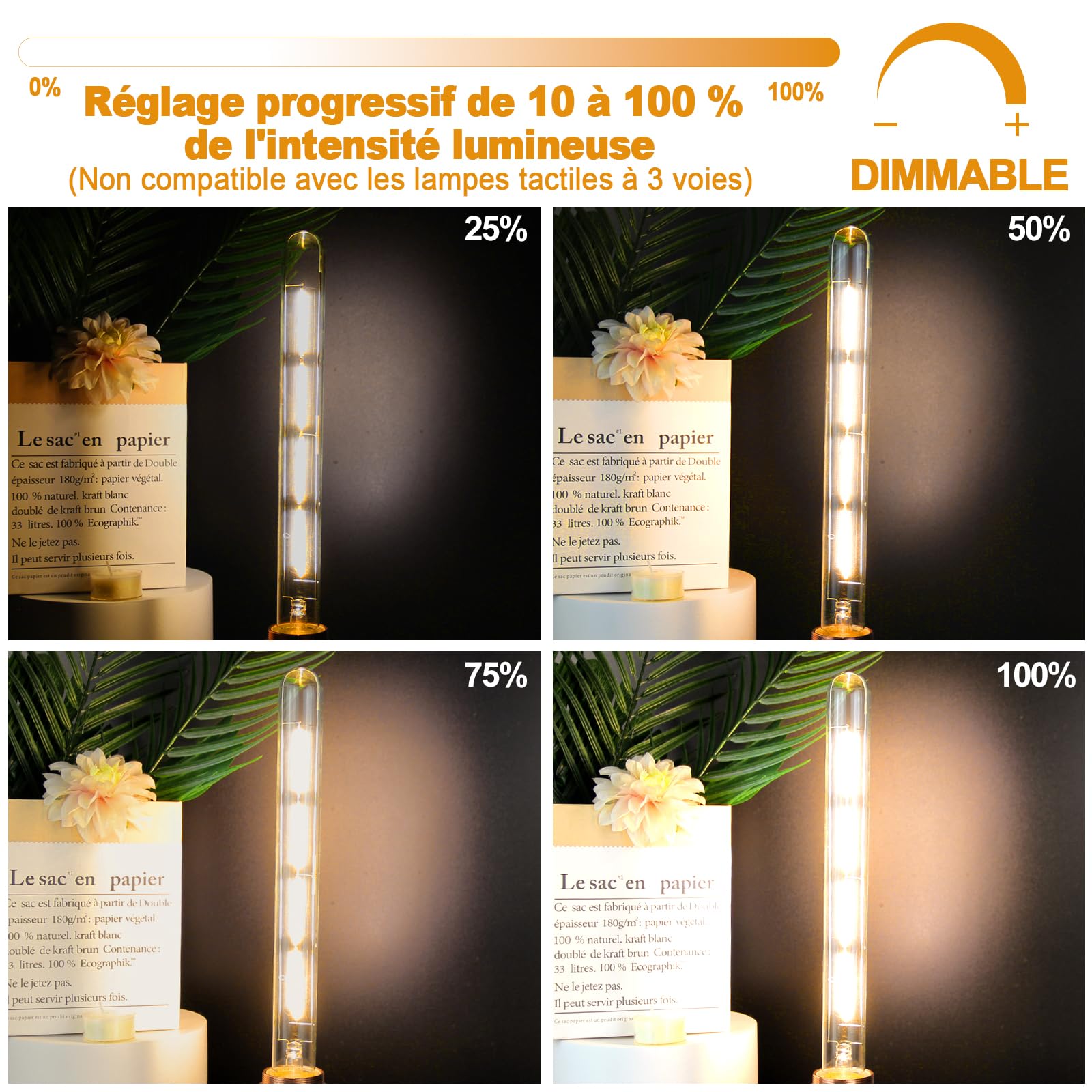 BRIMAX Ampoule LED E27 Dimmable 8W 2700K 300mm T30