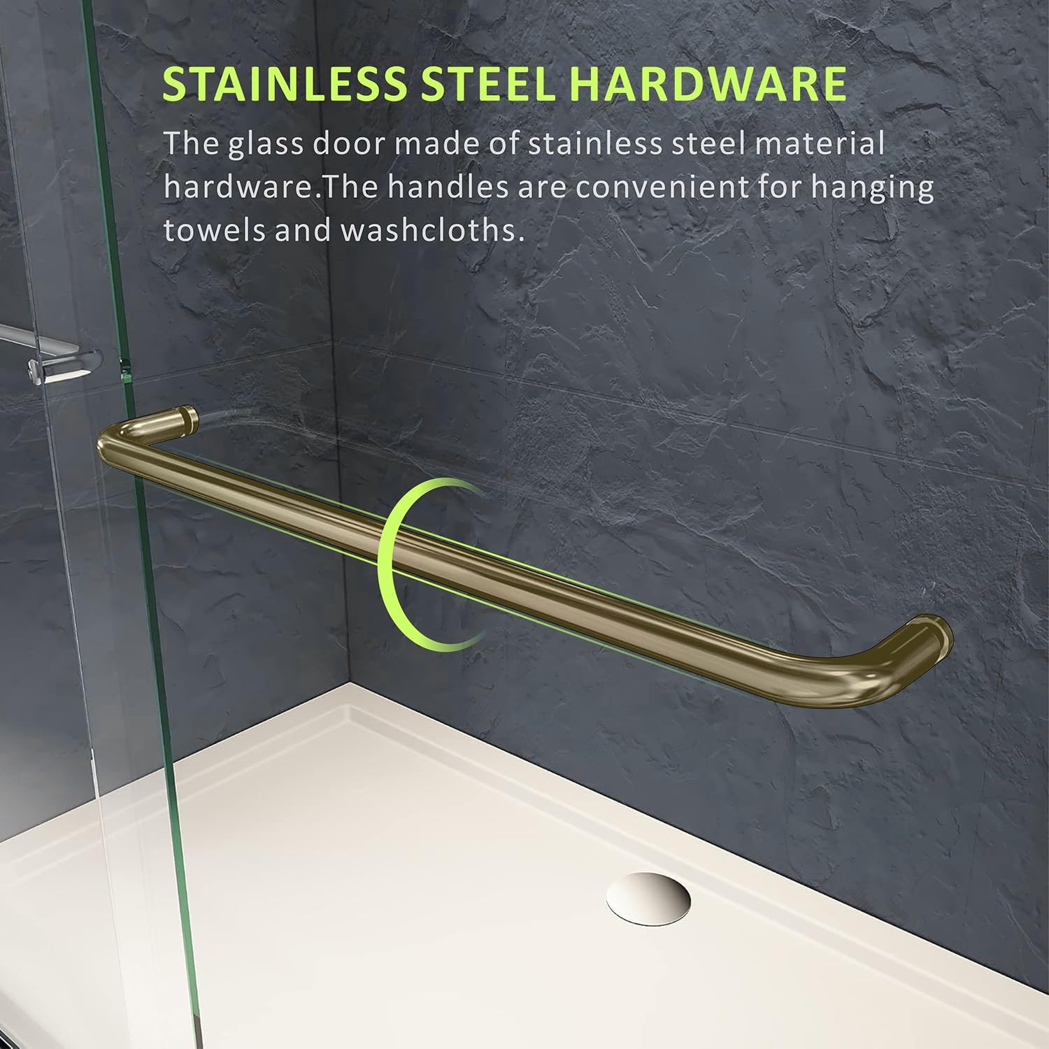 Gold Bathtub Sliding Doors,56-60 inch W x 57 inch Height Shower Doors with 1/4 inch Clear Tempered Glass,Semi-Frameless Bypass Tub Doors with Stainless Steel Hanles