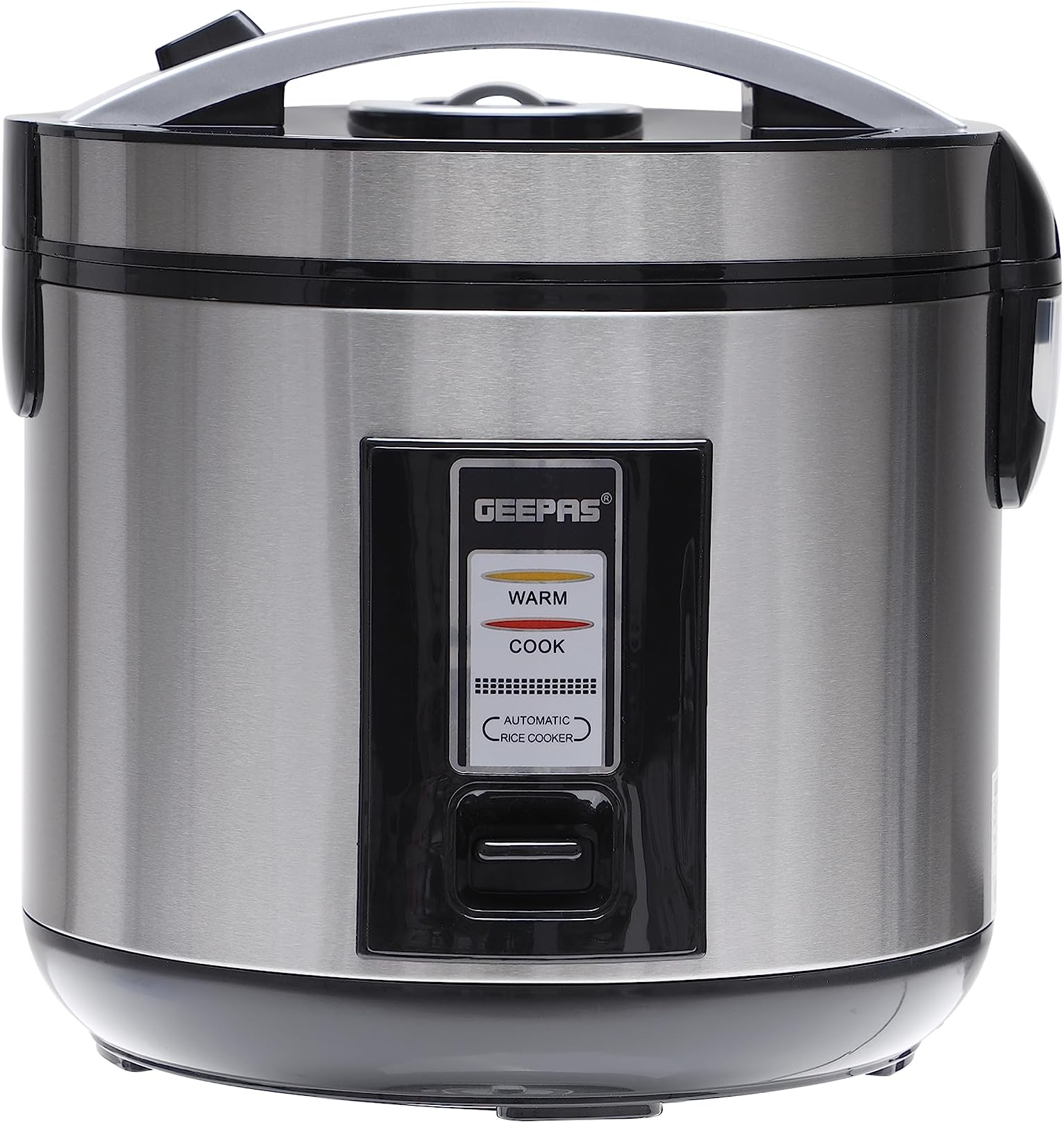 Geepas 1.8L Stainless Steel Rice Cooker- GRC4330| 700W, Non-Stick Inner Pot | Cook/Steam/Keep Warm Functions, Make Rice and Steam Healthy Vegetables | 2-Year Warranty