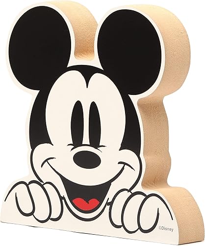 Miniatura 2 de Disney - Estante de cabeza de Mickey Mouse para decoración de niñera, recorte de bloque de madera gruesa para dormitorio de niños, sala de juegos u