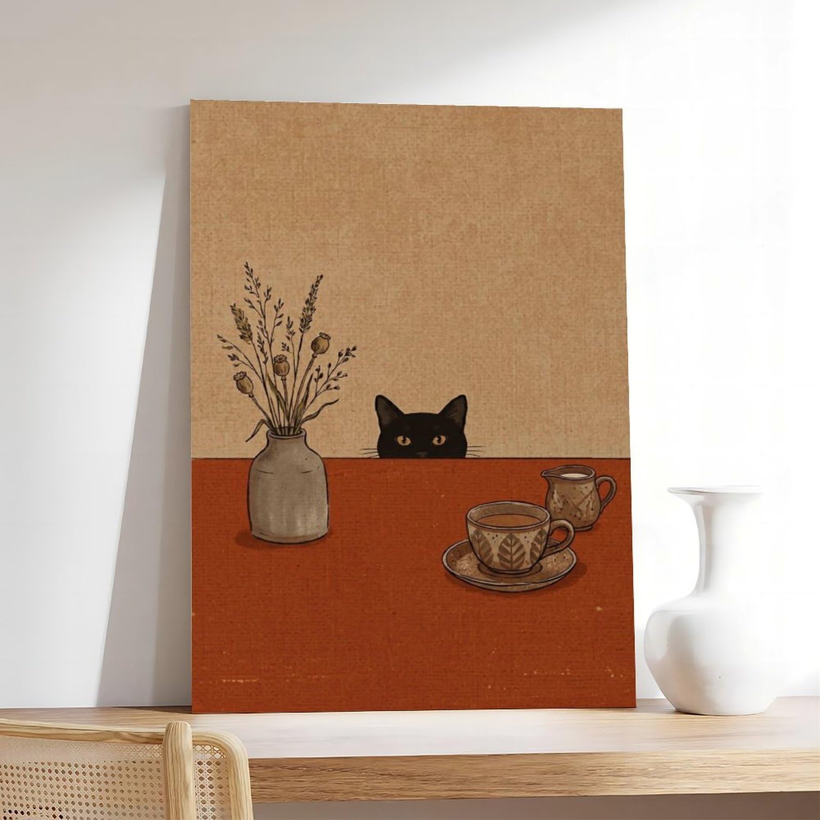 Sneaky Black Cat – accogliente decorazione per cucina a tema caffè poster decorazione camera da letto paesaggio ufficio camera da letto decorazione regalo 61 cm L x 91,4 cm W