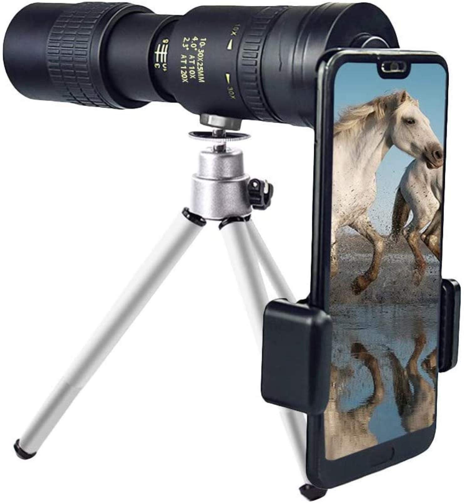 Monokular-Teleskop für Smartphone, 12 x 50 Hochleistungs-HD-Teleskope mit Stativ-BAK4-Clip für Universaltelefon, Prisma wasserdicht für Vogelbeobachtung
