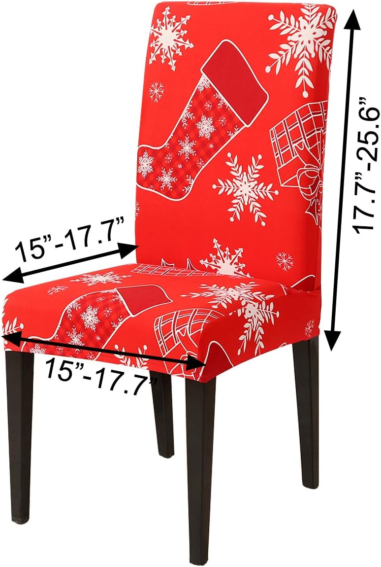 Ogrmar 4PCS Stretch Removable Washable Dining Room Chair Protector Slipcovers Christmas Decoration/Home Decor Dining Room Seat Cover