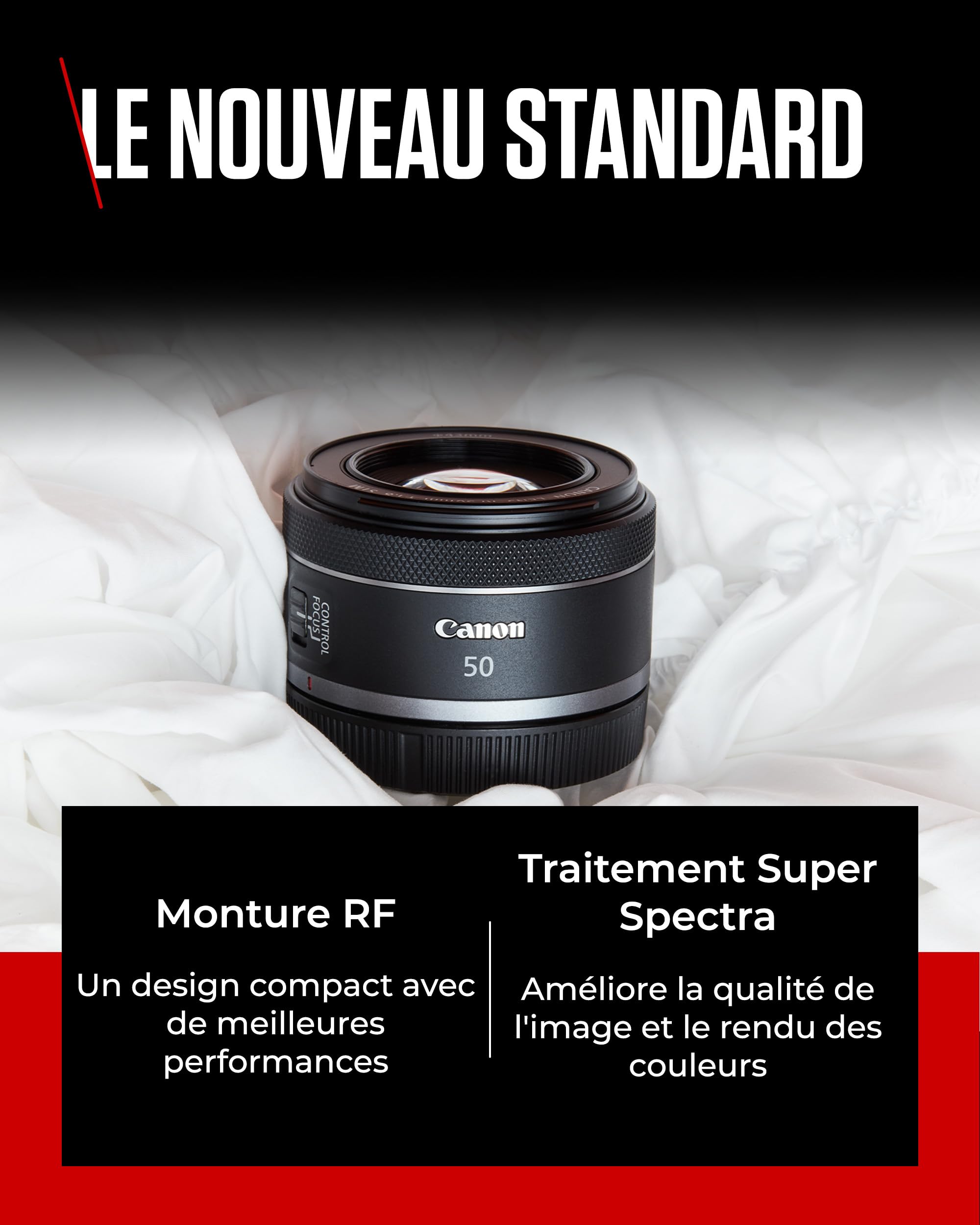 Objectif Appareil Photo Canon RF 50mm F1.8 STM - Compact et Léger pour Appareils Photo EOS R, Ouverture Rapide, Mise au Point Fluide - Idéal pour les Portraits et la Photographie Créative