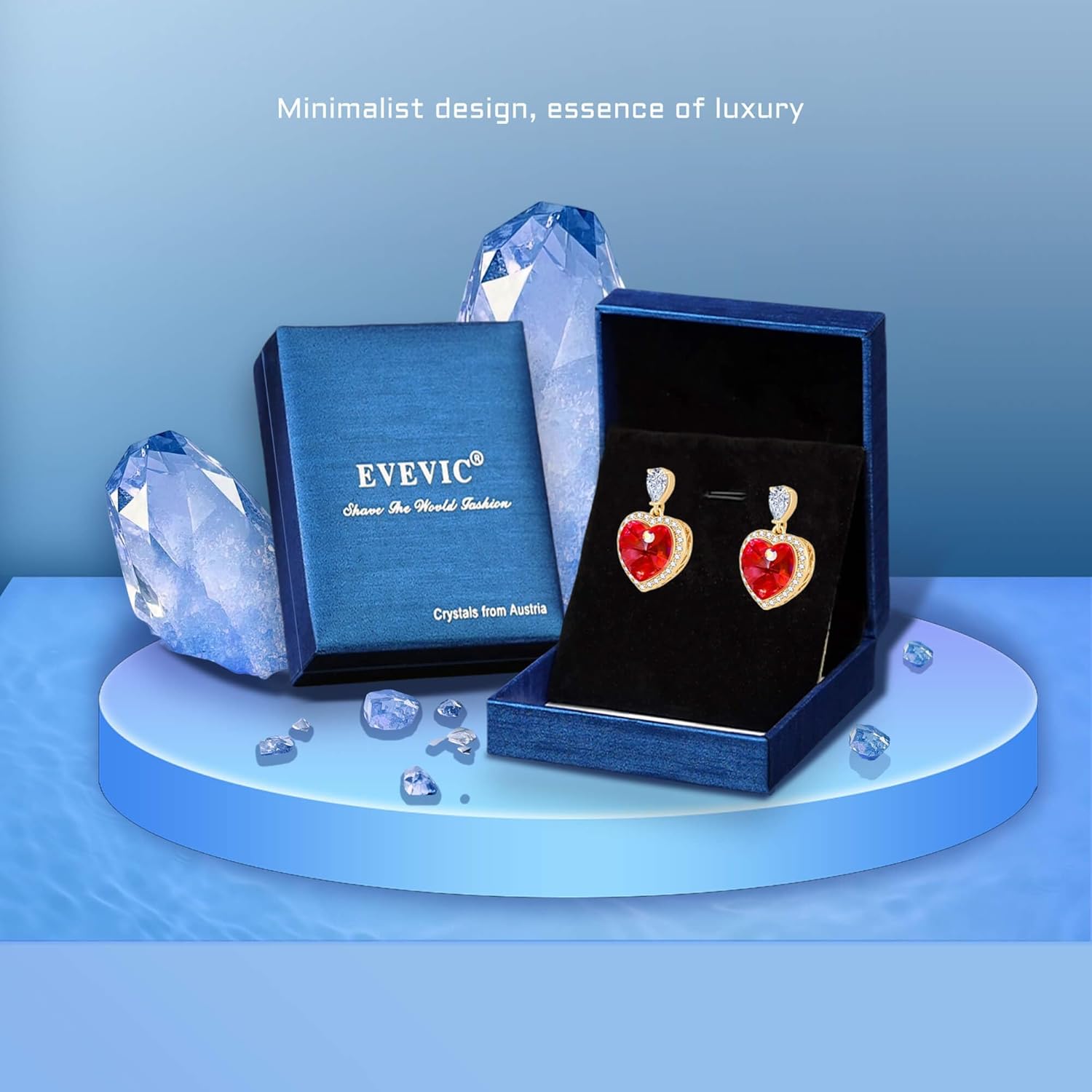 Trendy Austrian Crystal Heart Halo Drop Stud Earrings for Women 14K Gold Plated Dangle Earring Hypoallergenic Jewelry Gift - Image 7