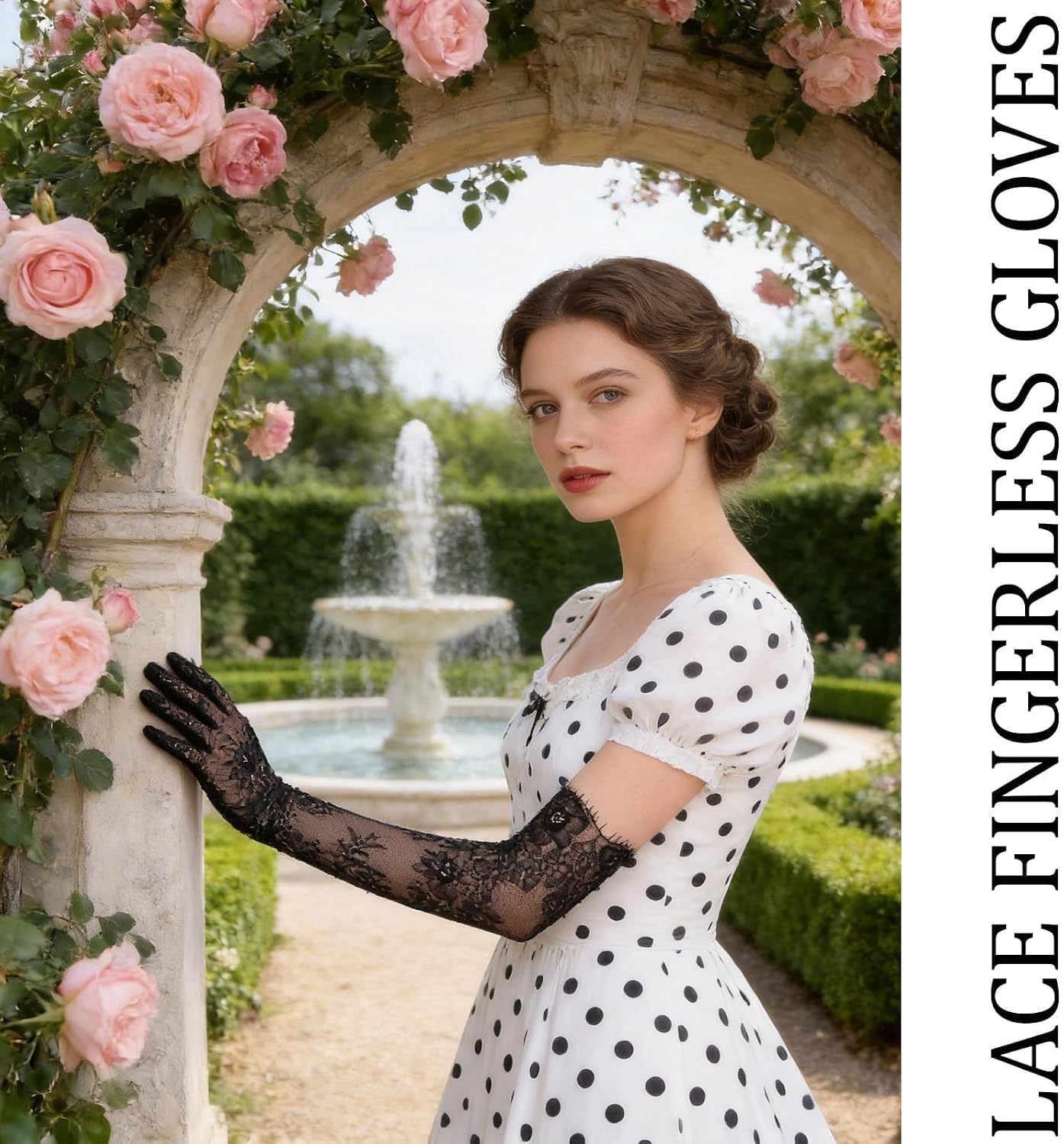1 Pair Lace Gloves Black Long Elbow Length Sheer Mesh Elegant Finger Opera Gloves Women Formal Event Evening Wedding Bridal Tea Party Cosplay Accessory