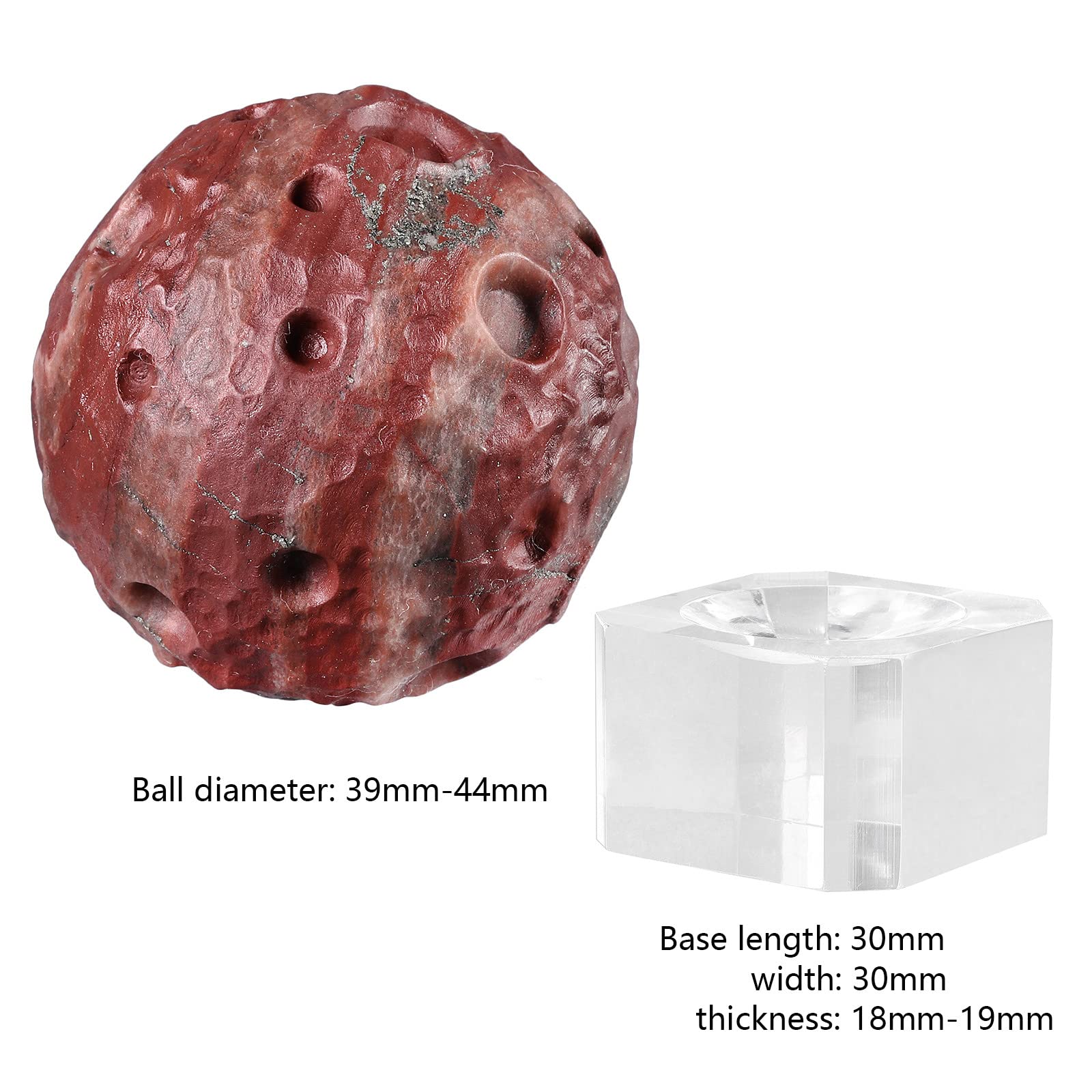 mookaitedecor Natural African Bloodstone Moon Crystal Ball Sphere Ornament with Acrylic Stand for Home Office Display Decor Healing Crystal Gift - Image 2