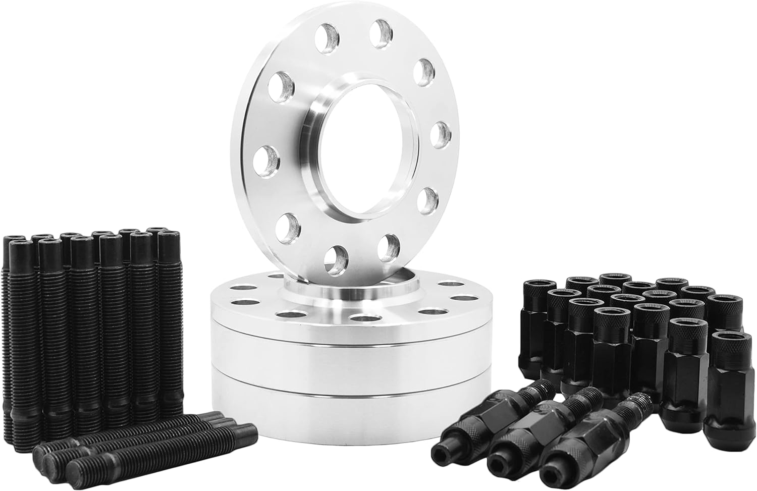 Venum Wheel Complete Set Of Staggered Wheel Spacers 17mm + 20 mm Thick & 12x1.5 Black Racing Stud Conversion Kit 3 Series