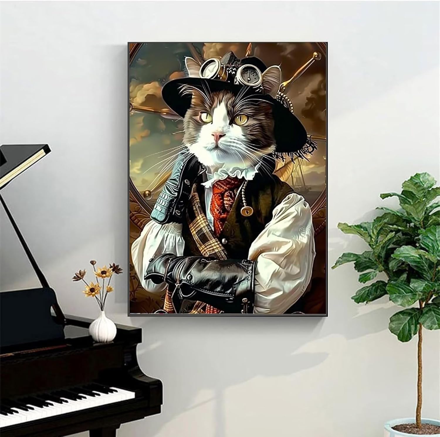 Peepezo Cats Paint by Number for Adults-Paint by Numbers for Adults Beginner, Couples Painting Kit Date Night Steampunk Paint by Numbers for Gift Home Wall Decor 20x26 Inch (Without Framed)
