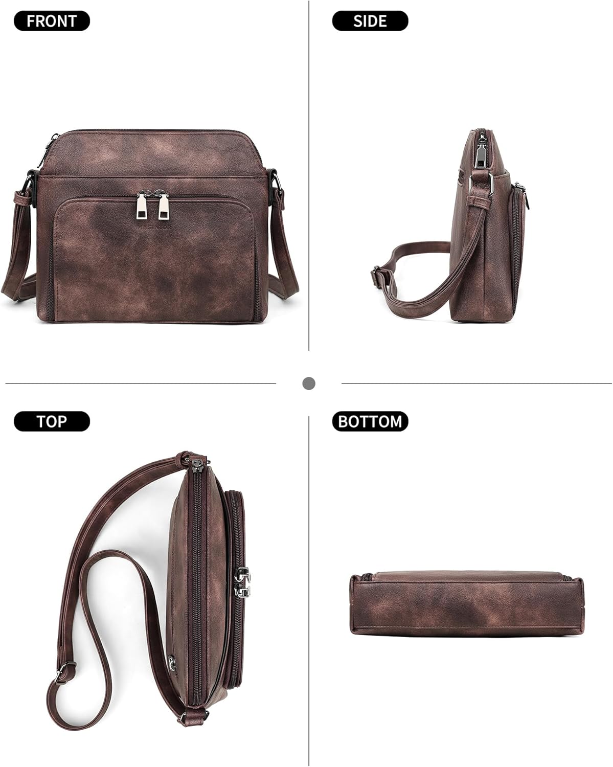 MASINTOR Crossbody Purse Bags for Women, Multi-Pocket Soft Leather Shoulder Purse with Tassel, Lightweight Travel Handbag - Image 7