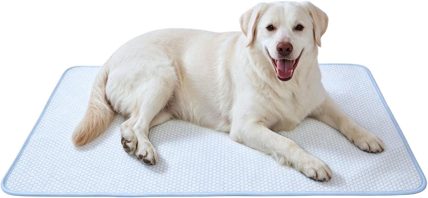 Petfelix Cooling Mat for Dogs Qmax>0.45 Breathable Dog Cooling Mat Chemical Free Fabric Cooling Dog Bed for Cats and Small Animals Non Slip Washable Scratch Resistant, XL, 43''*28''