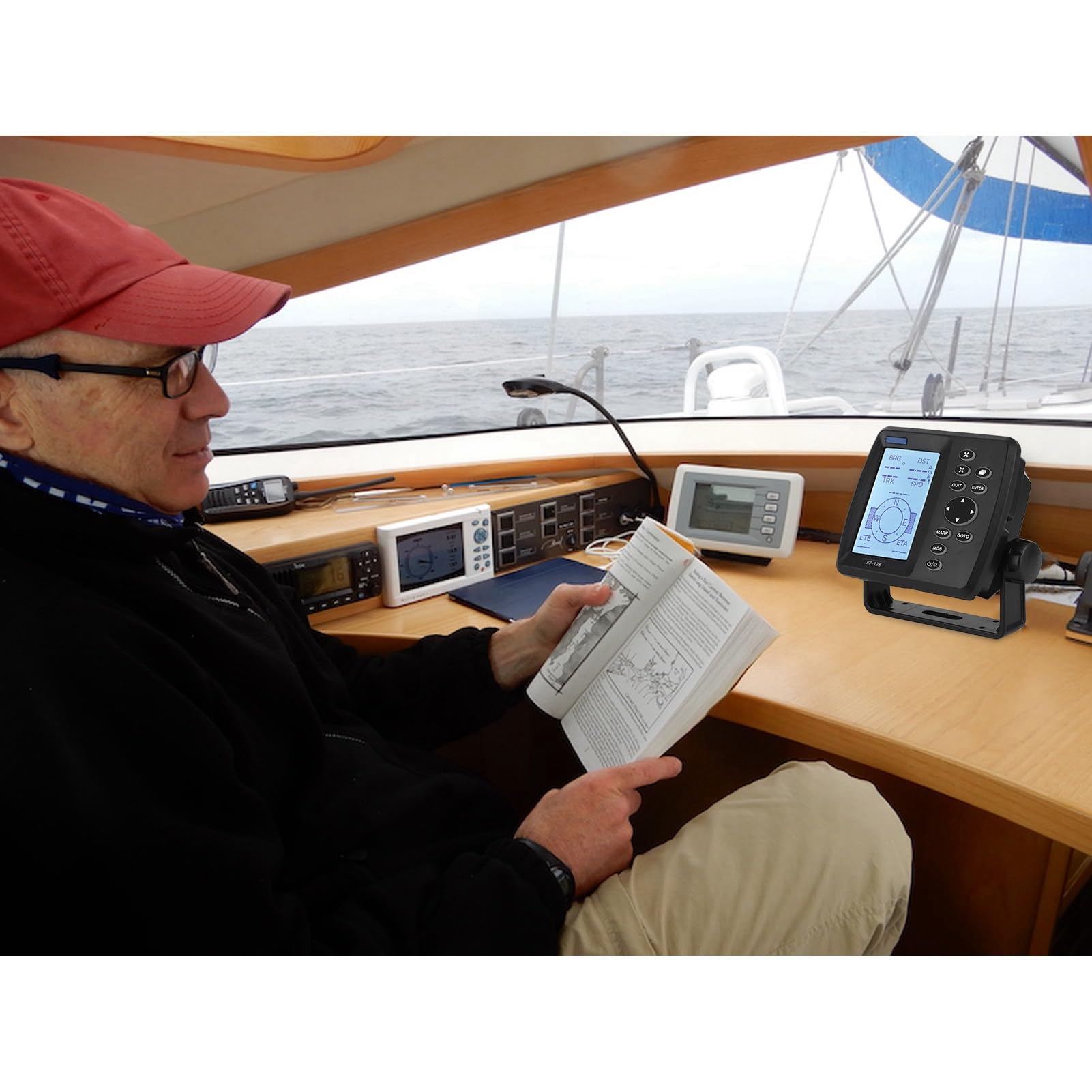 Navigatore Satellitare Marino GPS con Posizionamento 3D con Funzioni a Schermo Multiplo per la Navigazione in Barca, LCD da 4,3 Pollici, 12 V-24 V, Navigazione Classica retrò