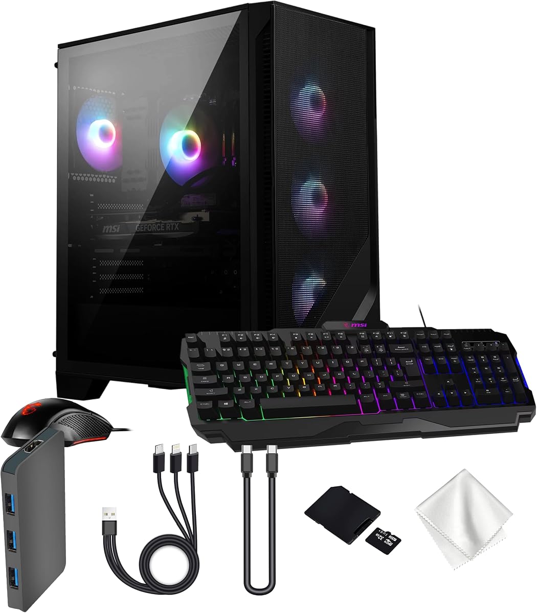 MSI Codex R2 AI Gaming Desktop, Intel Core Ultra 7 265, 64GB DDR5 RAM, 3TB Storage (2TB NVMe SSD&1TB Docking Station), RTX 5060 Ti 8GB GDDR7, RGB Cooling, Keyboard & Mouse, Wi-Fi 6E, Win 11 Pro, Black