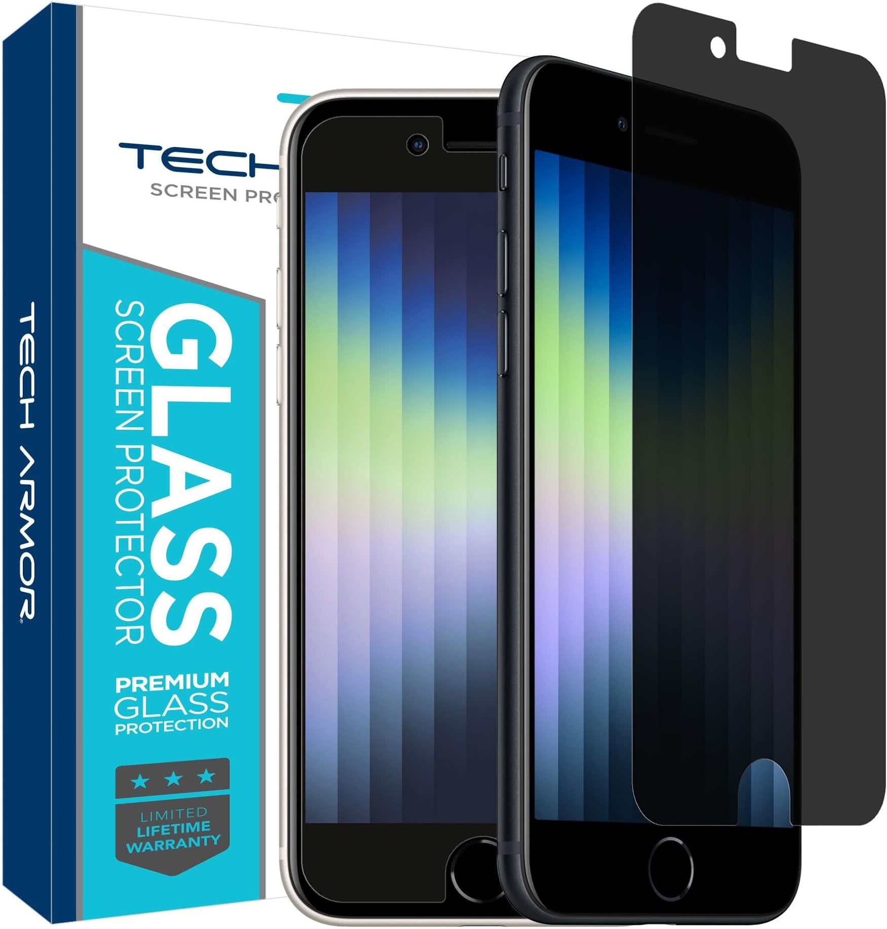 Tech Armor Privacy Glass Screen Protector for Apple iPhone Se 2022, 2020
