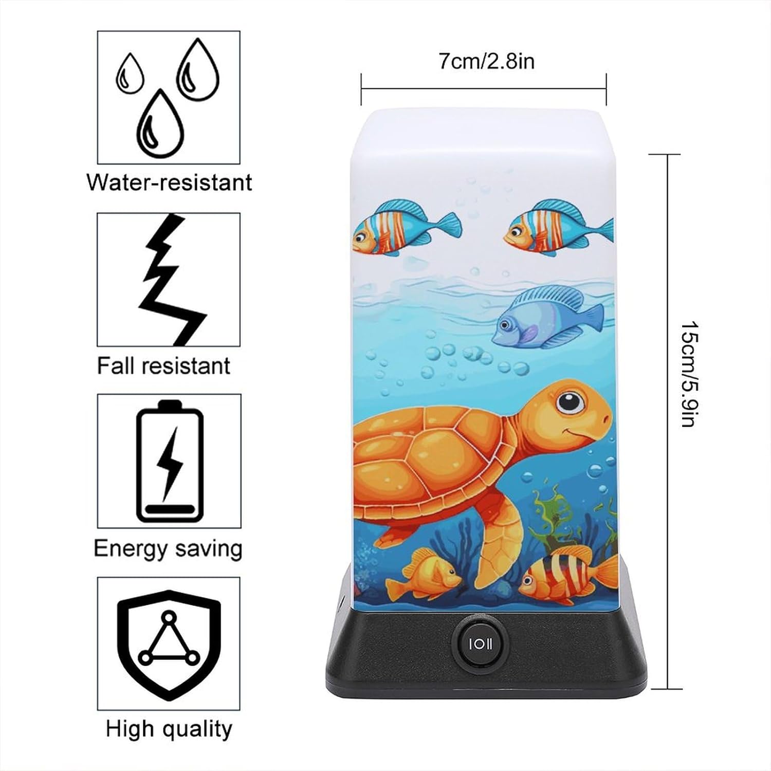 Desk Lamp Table Lamp with 2 Lighting Modes Battery Operated Turtle and Fish Reading Lamp for Bedroom Nightstand