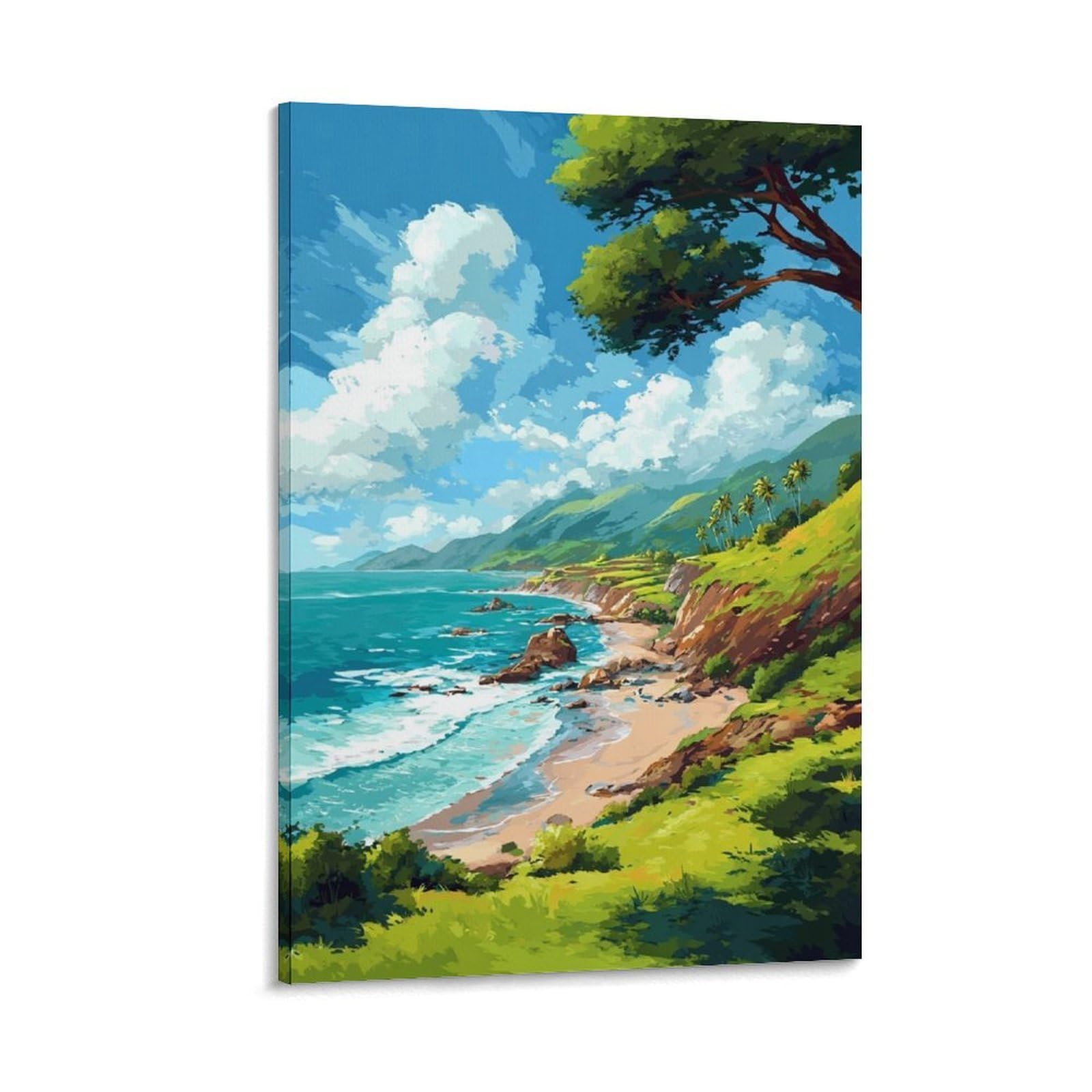 ZBBGGOZ Kaena Point State Park Posters 24x36inch(60x90cm) Vintage Watercolor Canvas Art