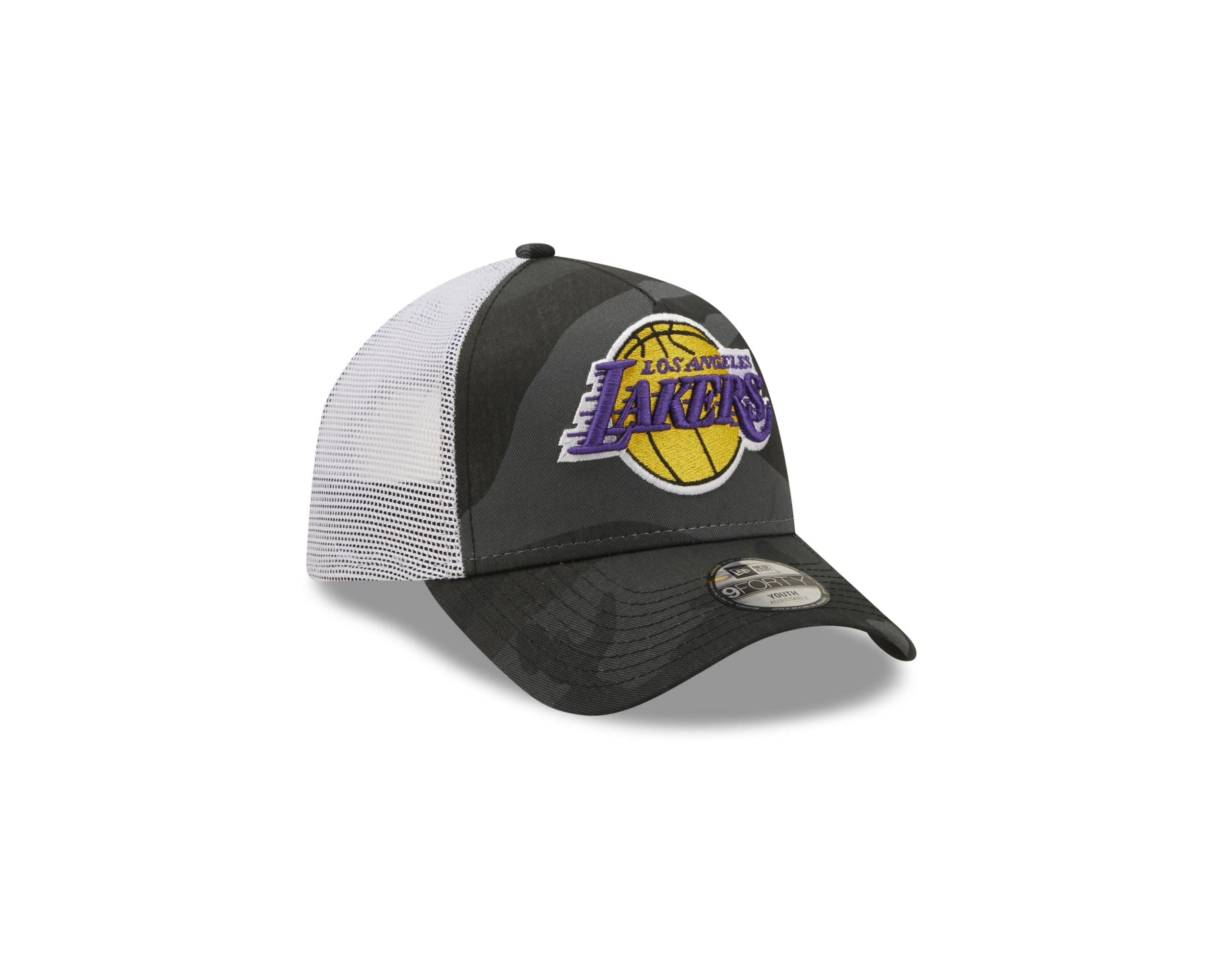 New Era Los Angeles Lakers NBA Kinderkappe Trucker Mesh-Einsatz Camouflage Schwarz Jungen Mädchen Basketball - Child