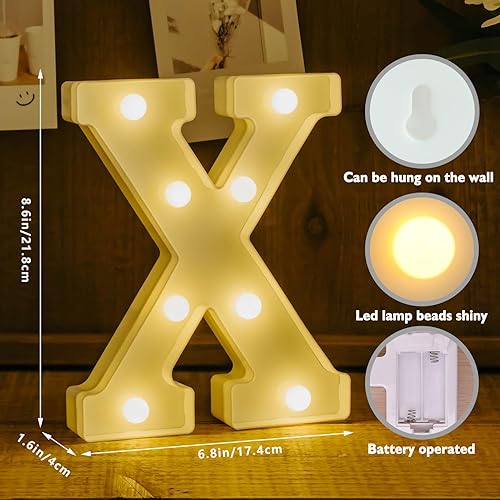 Miniatura 150 de Letras iluminadas, letras con luces LED de 26 alfabetos, letras iluminadas decorativas, letras de marquesina LED que funcionan con pilas para Luz