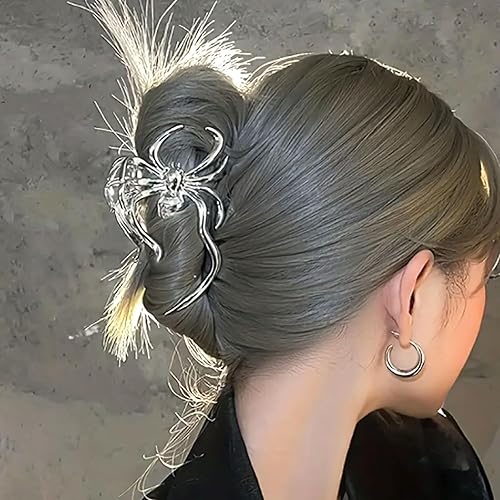 Miniatura 3 de Pinzas para el cabello de Halloween, pinzas de metal plateado para el cabello, pinzas para el pelo de araña, pinzas de sujeción fuerte, accesorios