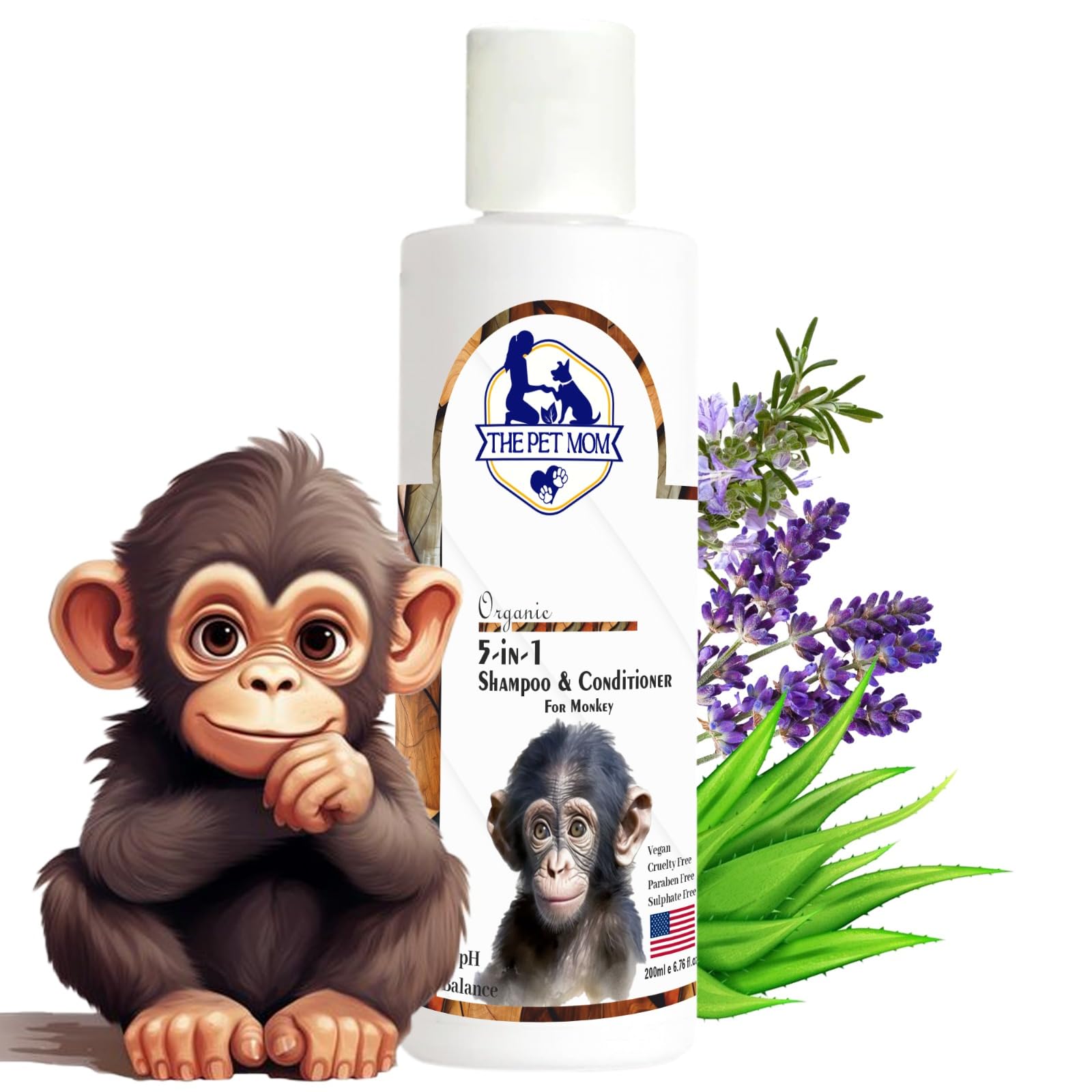 The Pet Mom 5 in 1 Shampoo & Conditioner for Monkey | Help in Deep Cleans, Refreshing, Conditions, Bad Odor, Anti Itching, Anti Fungal | Monkey Shampoo Conditioner for All Monkey Breed –200ml (B0D6L66KLB) Amazon Price History, Amazon Price Tracker