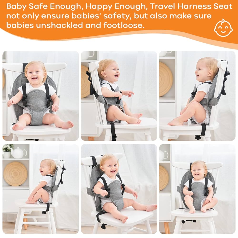 Booster Seat Portable Baby High Chair Harness Travel-Friendly