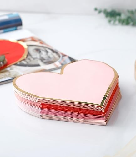 Miniatura 3 de Servilletas de corazón  Paquete de 50  Servilletas en forma de corazón a granel desechables para decoraciones del día de San Valentín, servilletas