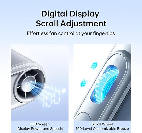 Miniatura 2 de JISULIFE Ventilador de cuello portátil, 100 velocidades ajustables de 40000 rpm, mini ventilador de cintura para collar personal, recargable por USB