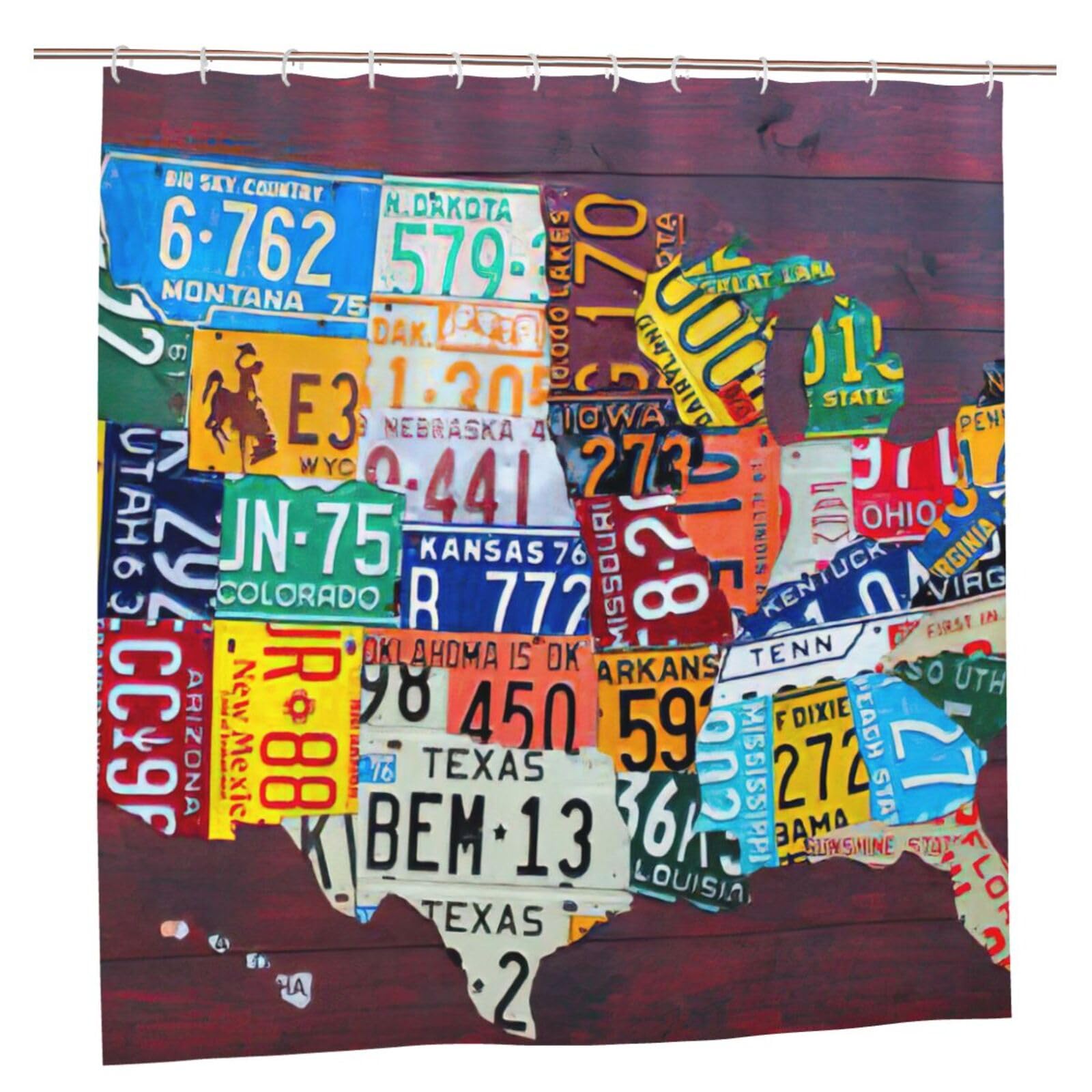 Rideau de douche 183x183 cm en polyester motif plaques œillets antirouille