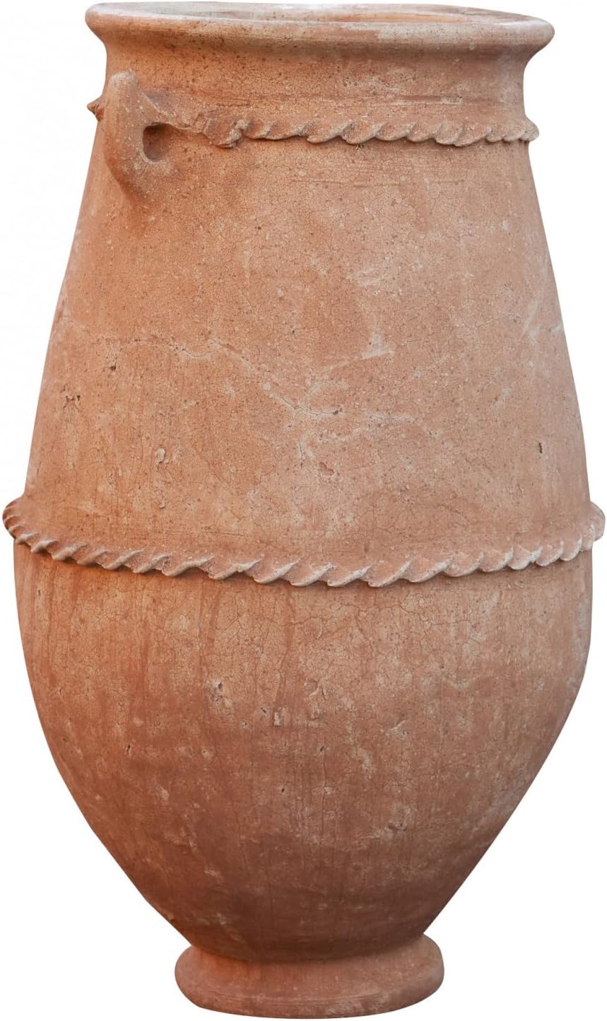 Biscottini Macetas de terracota grandes de exterior 75 x 43 x 43 cm Made in Italy | Jarrón de exterior hecho a mano | Macetas grandes de exterior de terracota del sahara