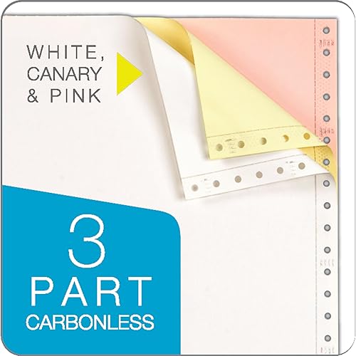 Miniatura 3 de TOPS Papel de computadora continuo, 3 partes, sin carbono, márgenes extraíbles de 0.5 pulgadas, 9.5 x 11 pulgadas, 1100 hojas, blancocanariorosa