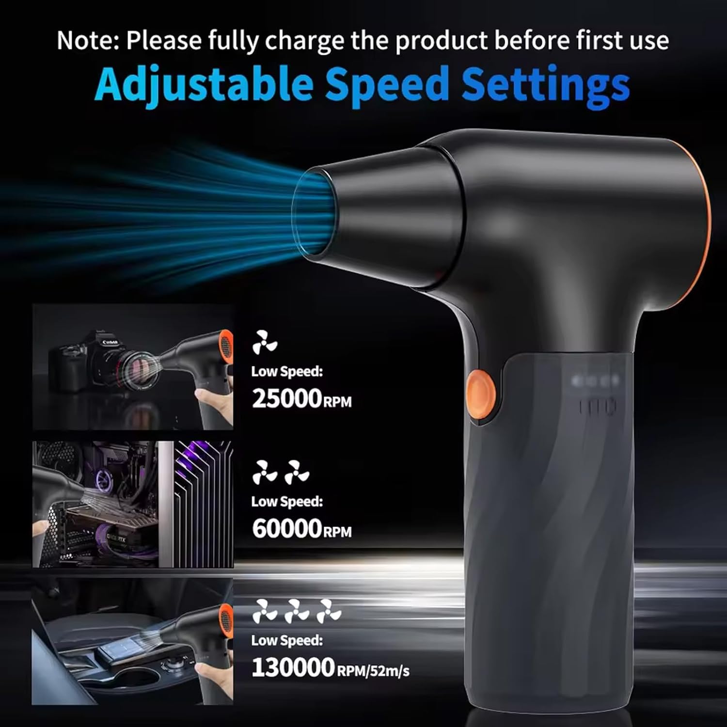 Powerful Ergonomic Blower 130000RPM Cordless Rechargeable for Automotive Household Use Electric Air Blower Duster