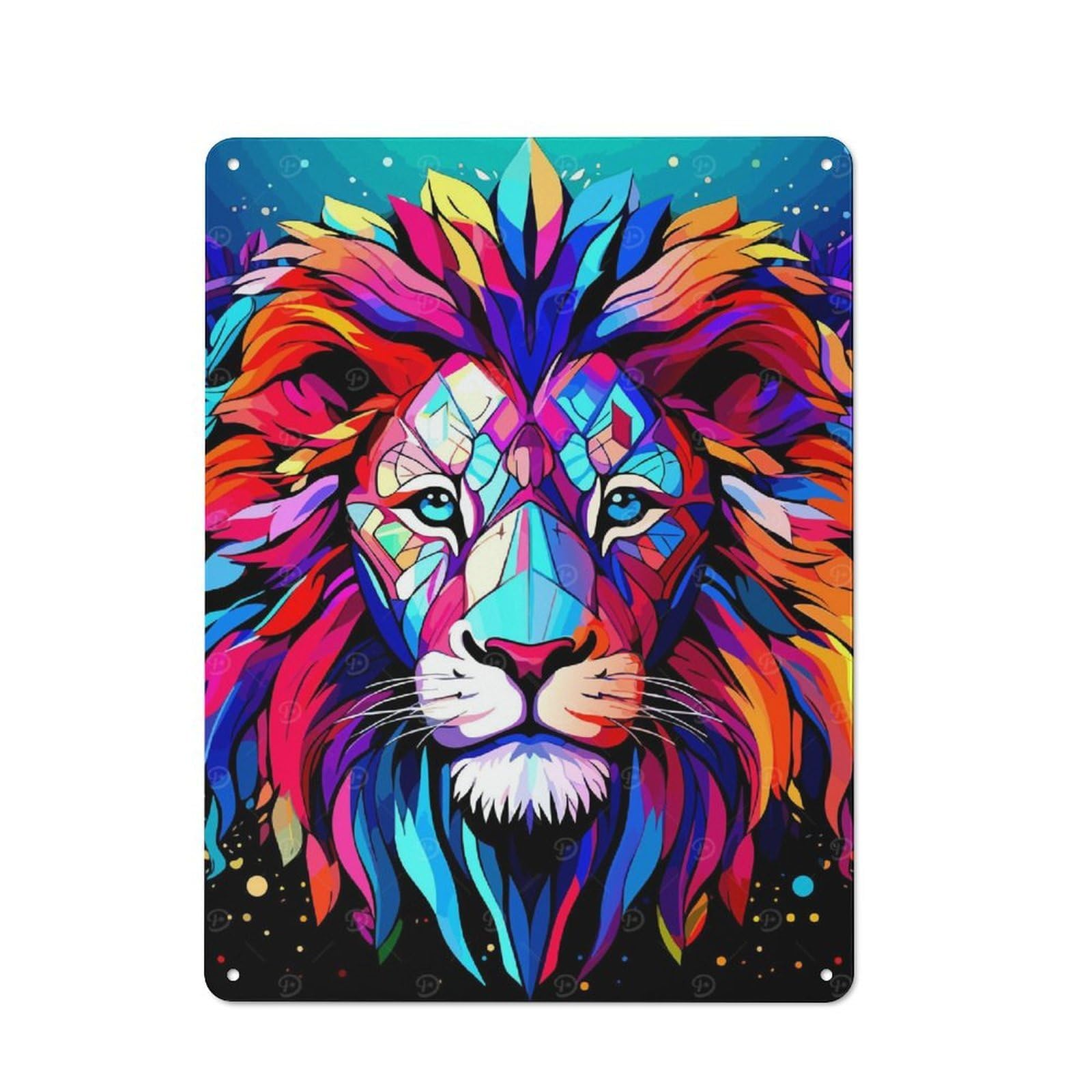 Colorful Lion Portrait Metal Wall Sign 40x30cm, Retro Decor for Pub Or Café, for Vintage Wall Decor Fans, for Garage And Workshop Walls