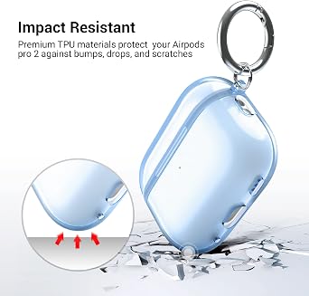 ULAK Compatible Airpods Pro 2nd Generation Case Clear Light Blue