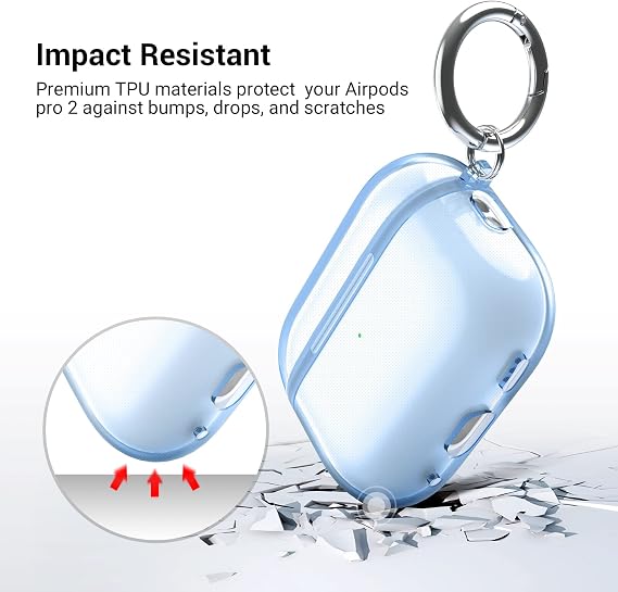 ULAK Compatible Airpods Pro 2nd Generation Case Clear Light Blue