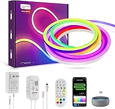 10ft/3M LED Neon Rope Lights, RGBIC Rope Lights with Music Sync, DIY Design, Works with Alexa, Google Assistant, Neon LED Strip Lights for Bedroom Living Room Gaming Room Lights Decor (Not Support 5G WiFi)