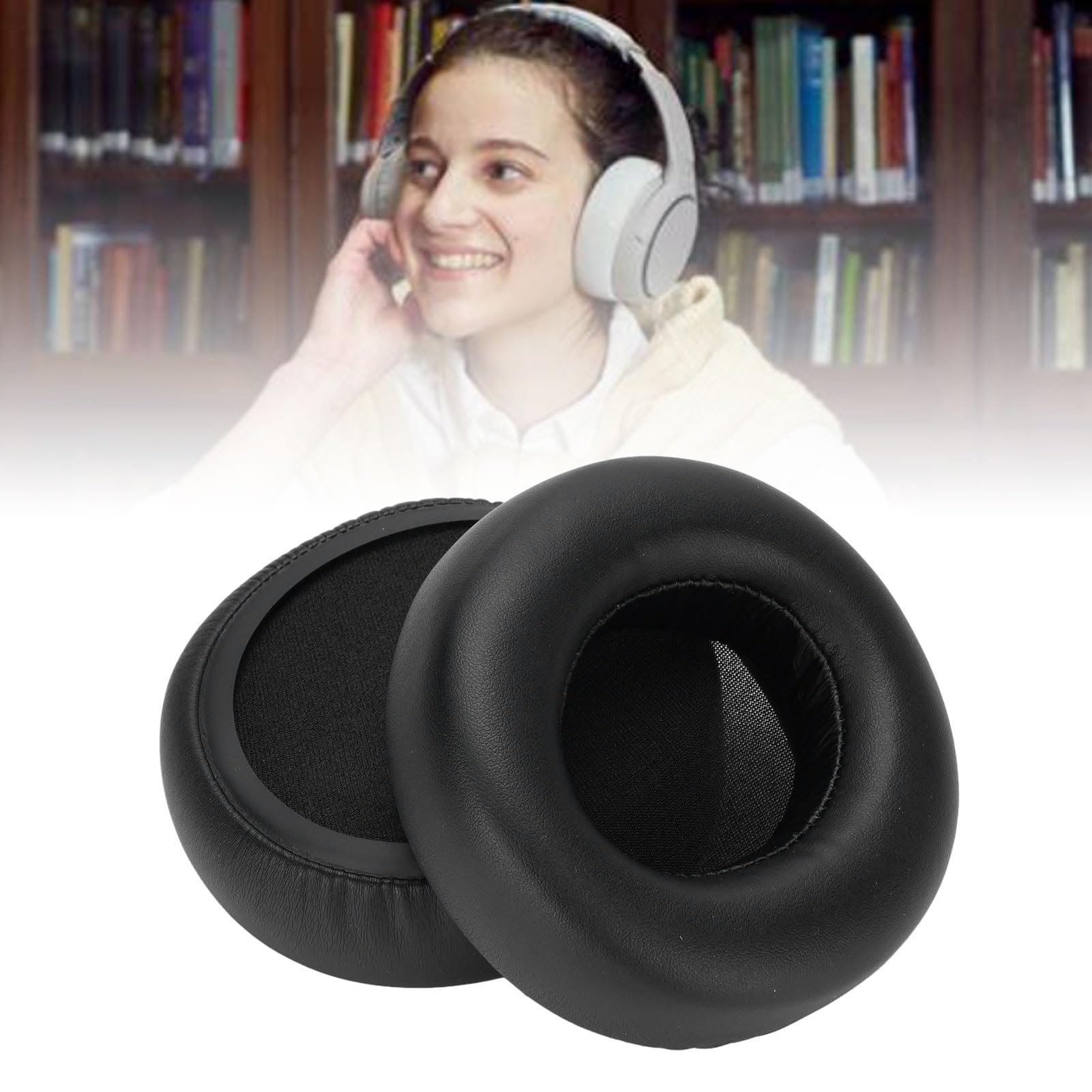 Wakects Almohadillas de Repuesto para Auriculares, Espuma Viscoelástica de Piel Proteica, Cojines Suaves para Auriculares M700B M300B, Comodidad Durante Todo el Día para Amantes de la Música y (BLACK)