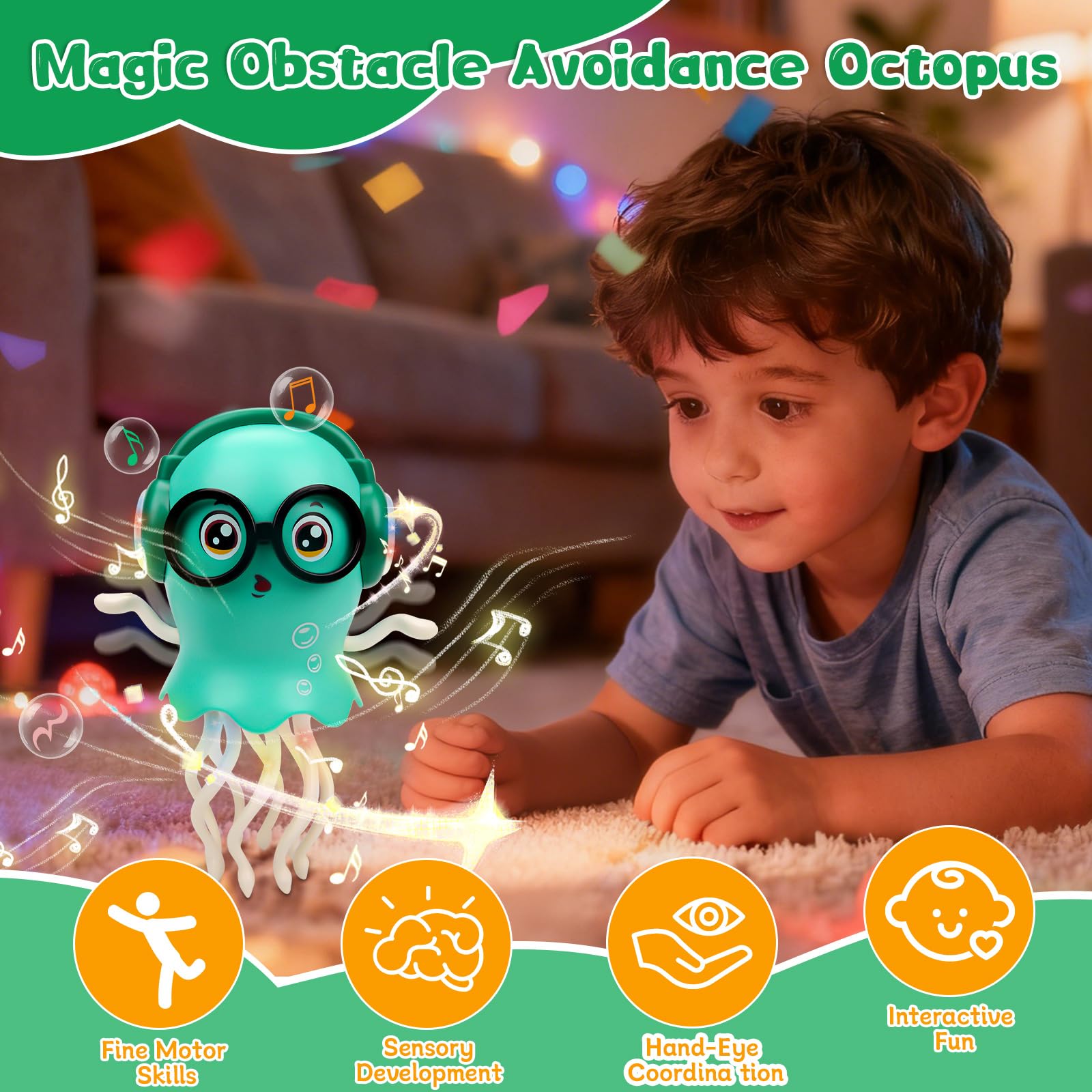 Dancing Jellyfish Baby Toy, Interactive Crawling Tummy Time Toy with Music & Lights, Magic Dancing Jellyfish for Boys & Girls - Image 3
