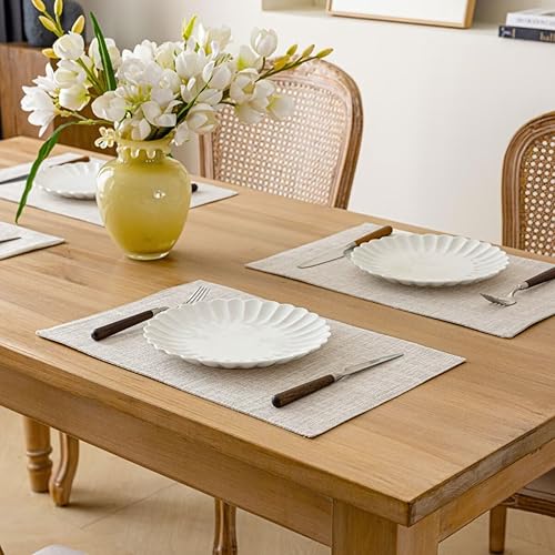 Miniatura 4 de Aironment Bilayer - Juego de 4 manteles individuales de lino grueso, resistentes al calor, lavables a máquina, sin arrugas, cuidadosamente